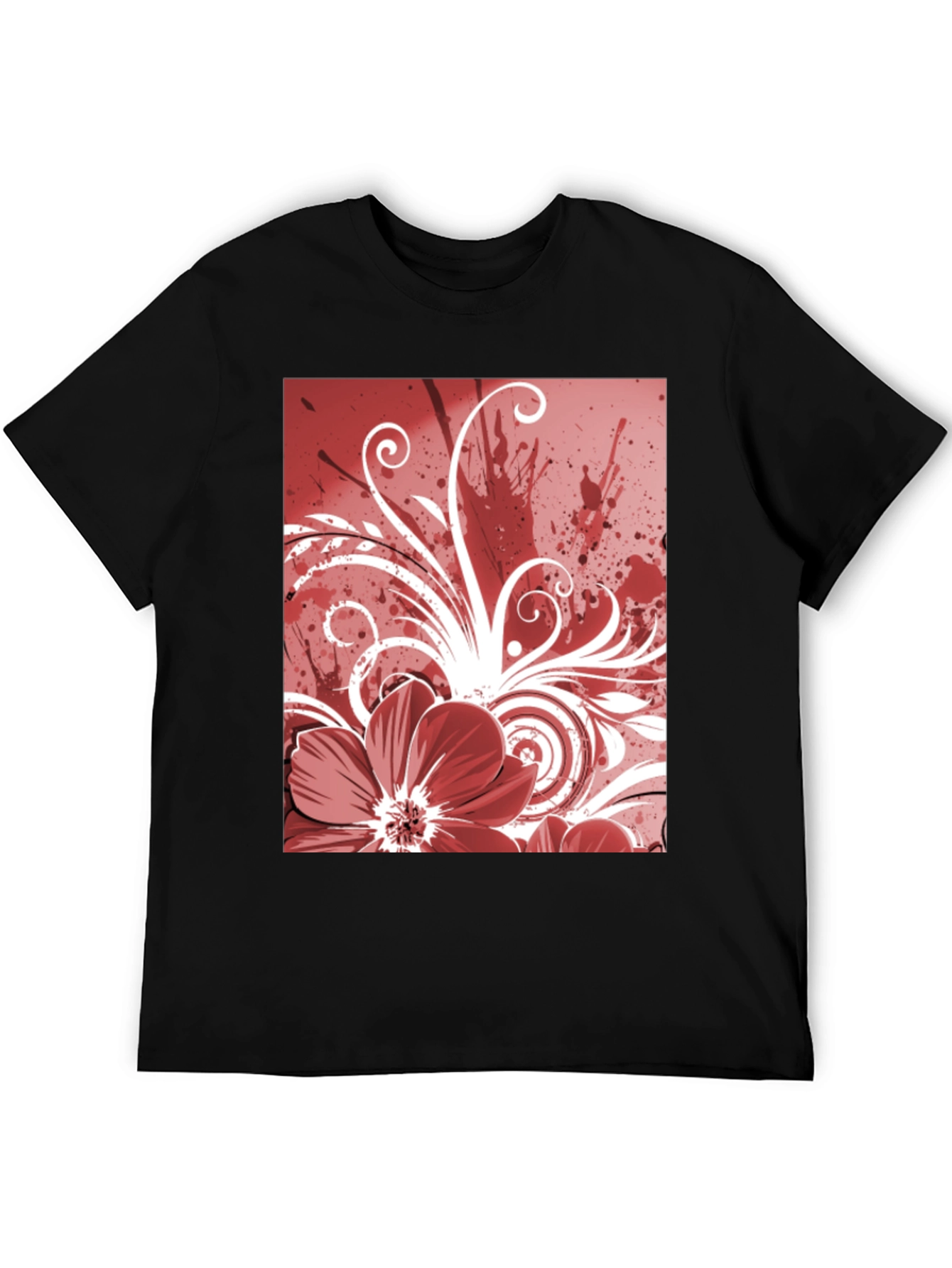 Floral Graphic Print T-Shirt - Black