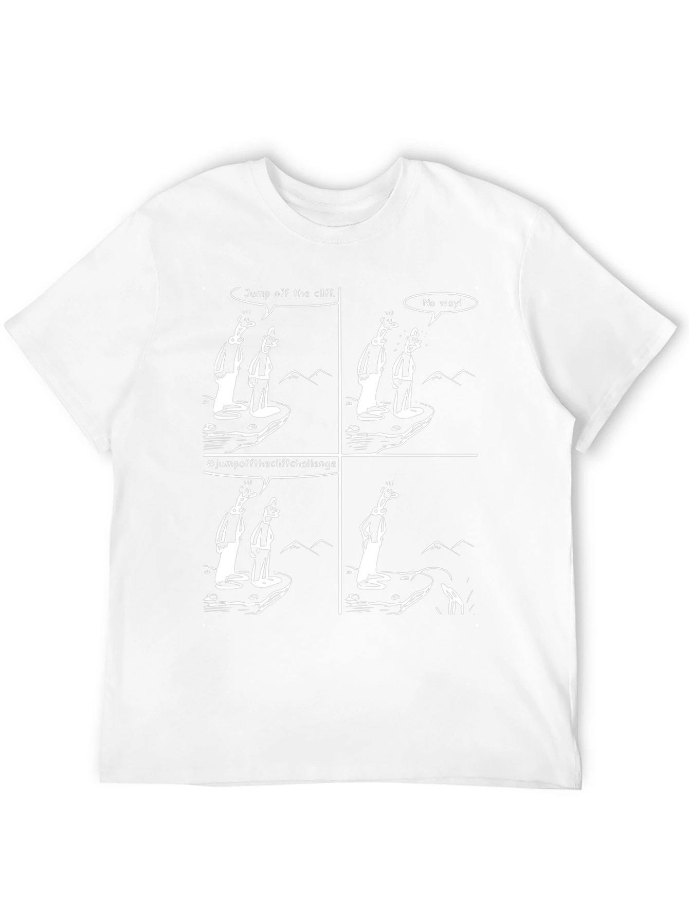 Humorous Cartoon T-Shirt - Cliff Challenge Design