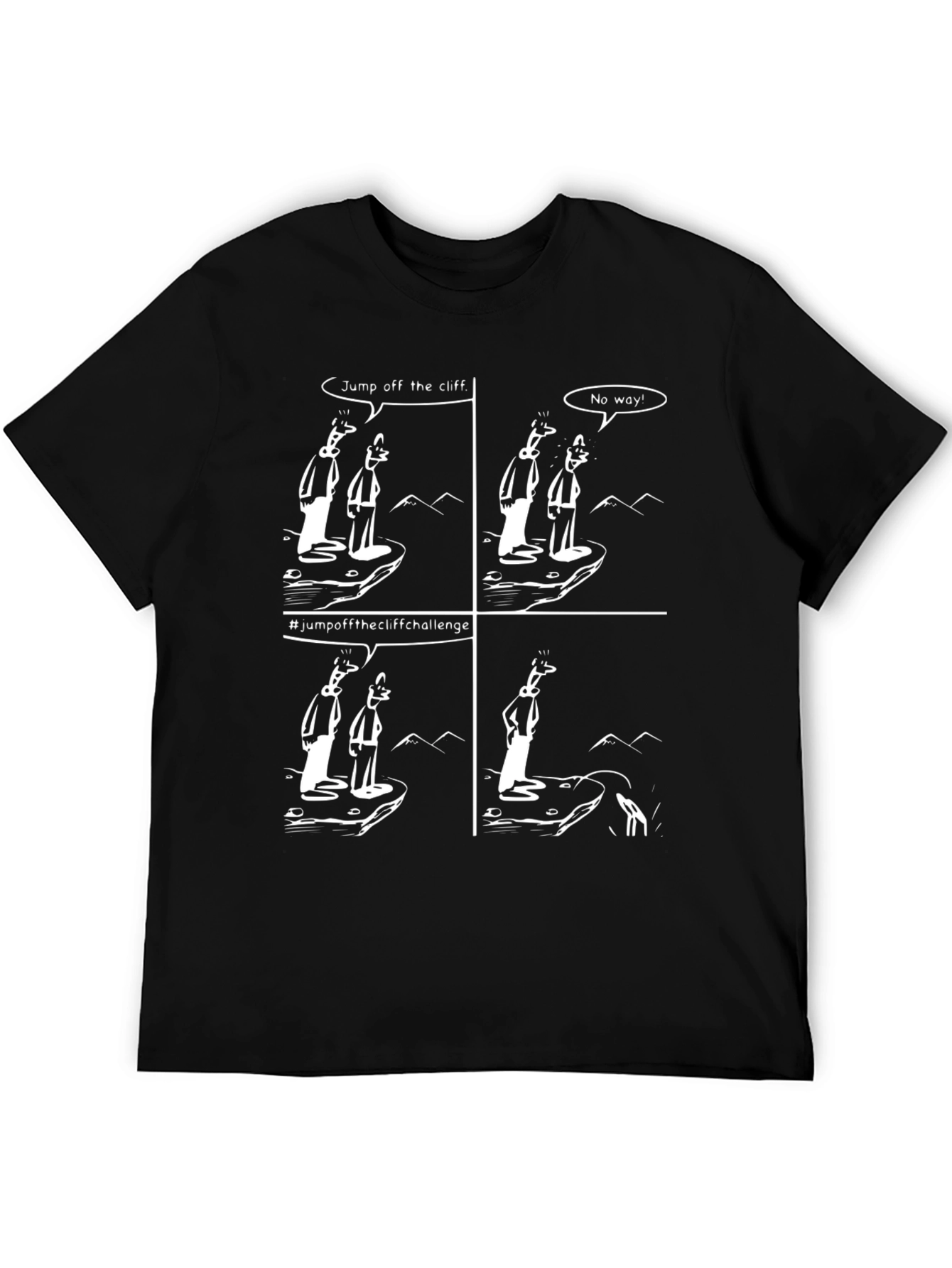 Humorous Cartoon T-Shirt - Cliff Challenge Design