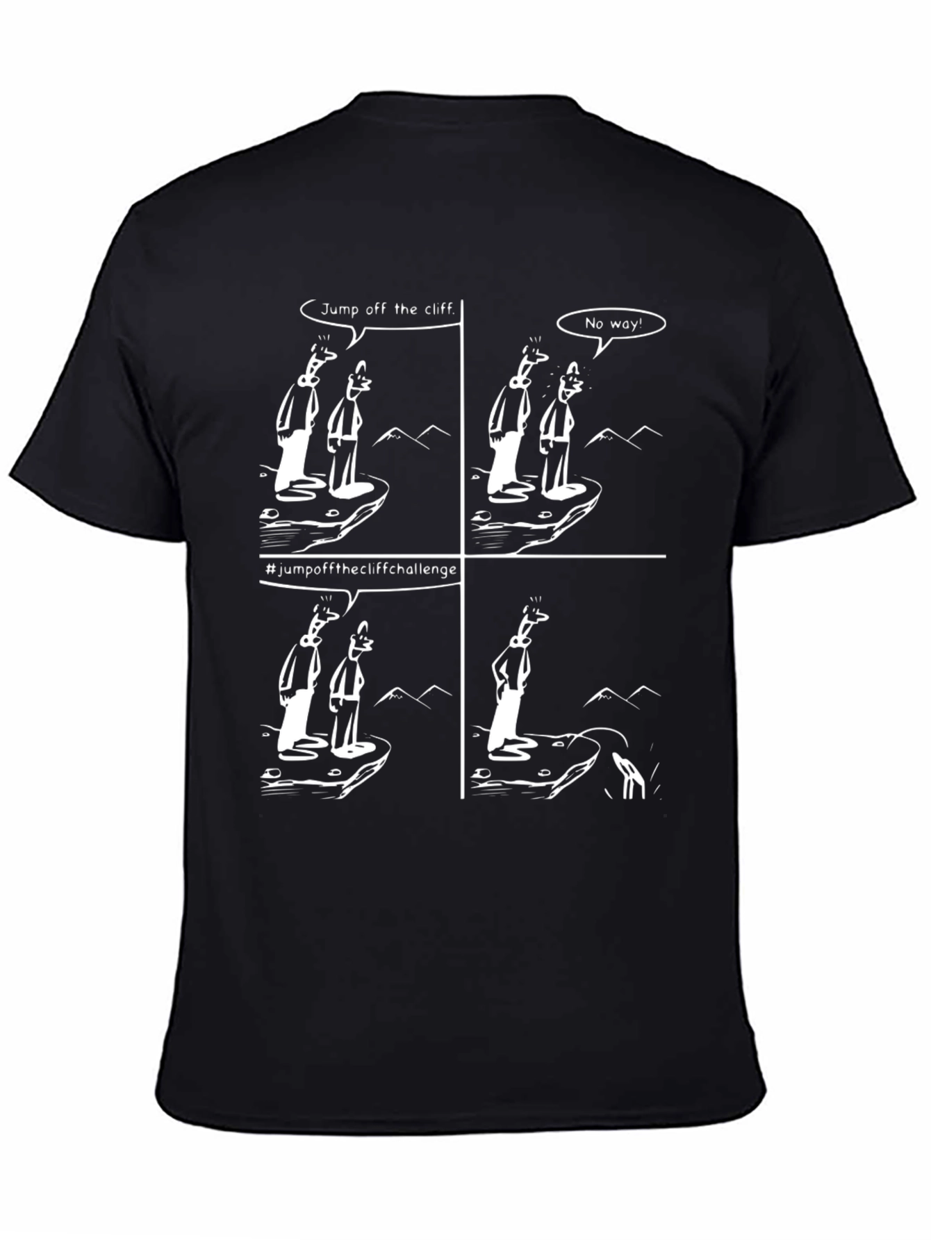 Humorous Cartoon T-Shirt - Cliff Challenge Design