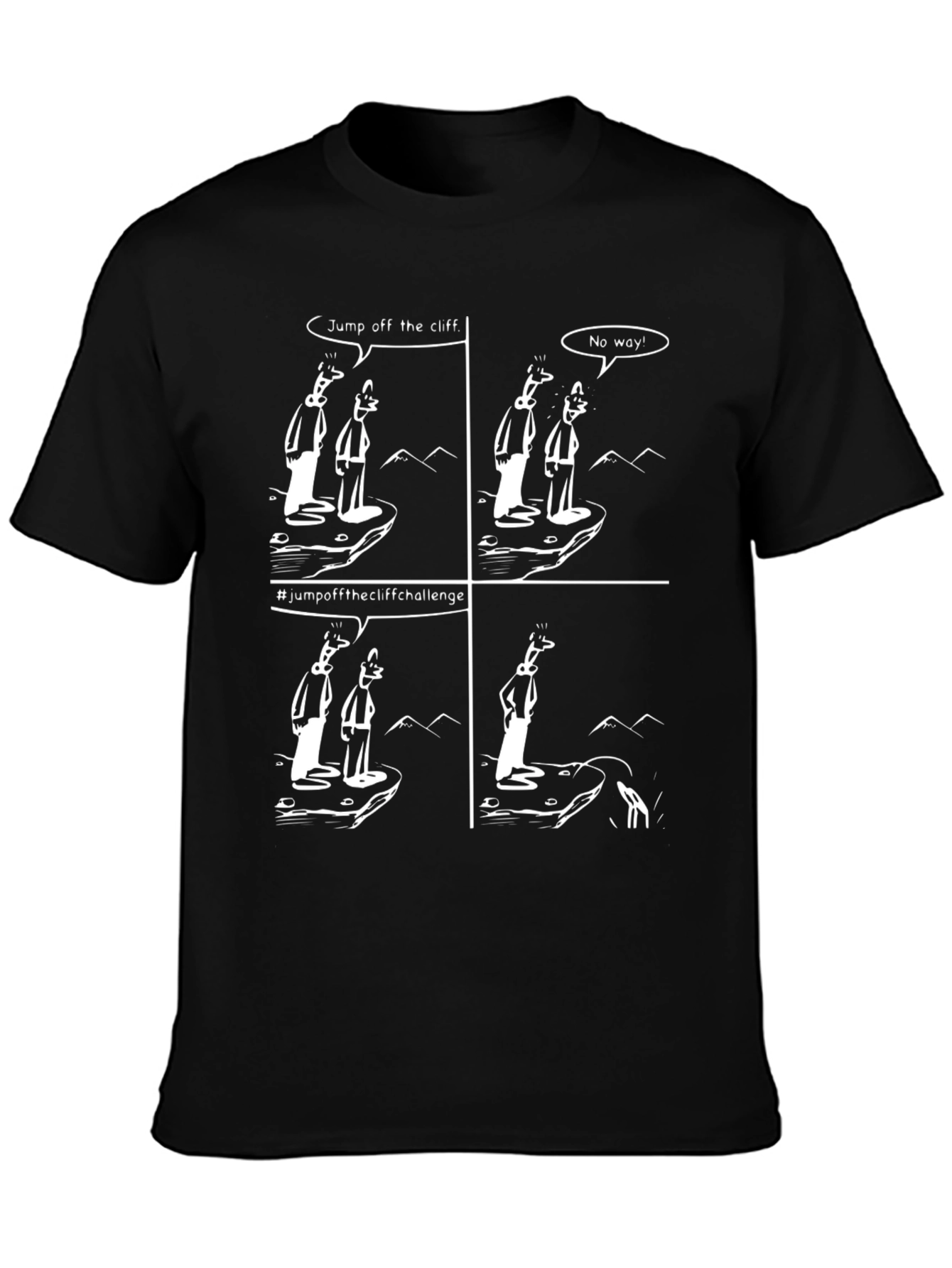 Humorous Cartoon T-Shirt - Cliff Challenge Design