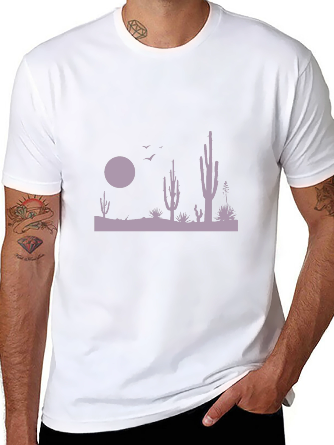 Desert Cactus Silhouette Graphic Tee - Black