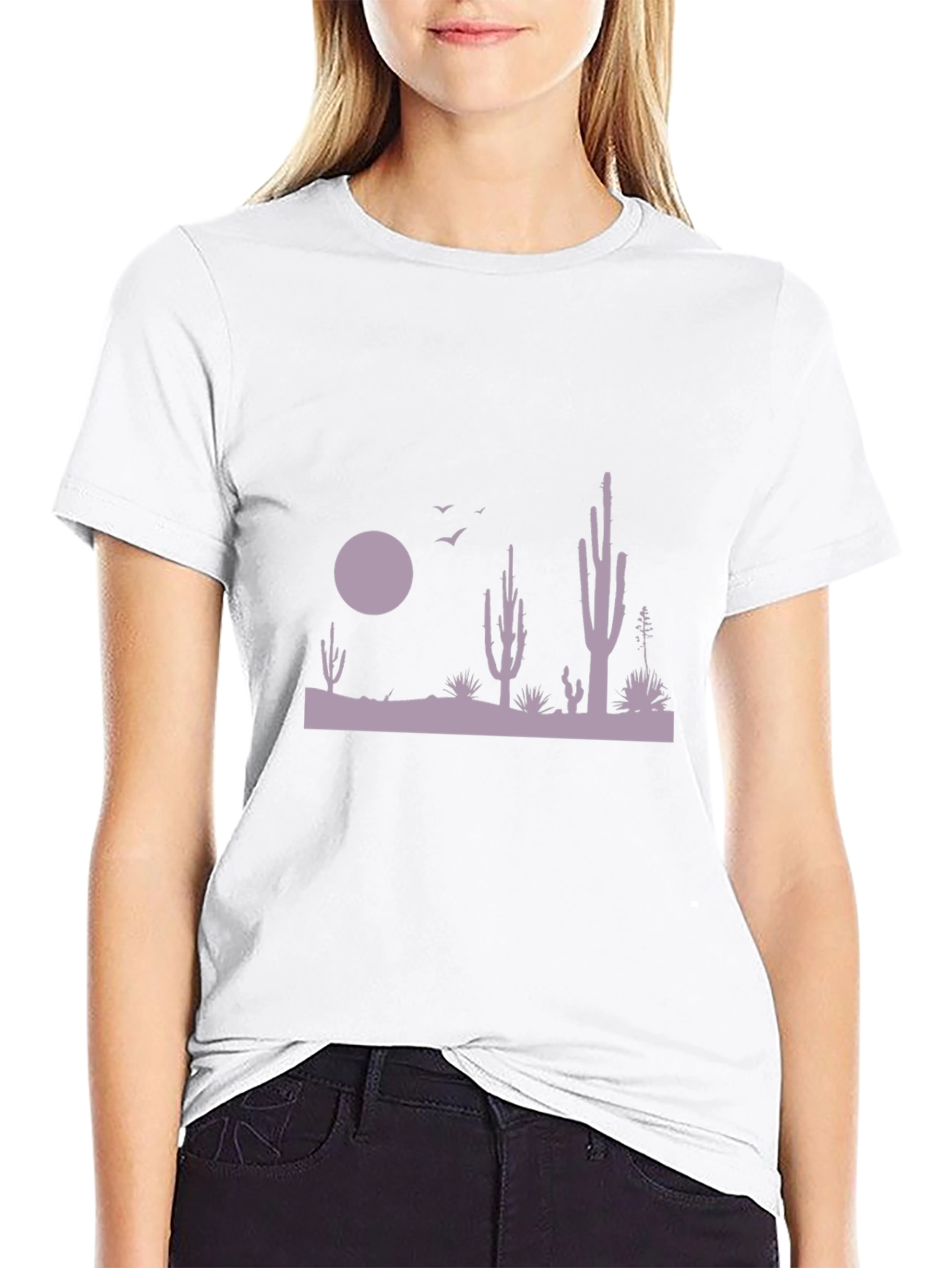 Desert Cactus Silhouette Graphic Tee - Black
