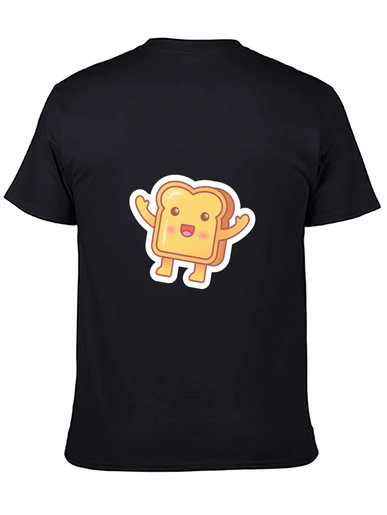 Cute Toast Cartoon Black T-Shirt