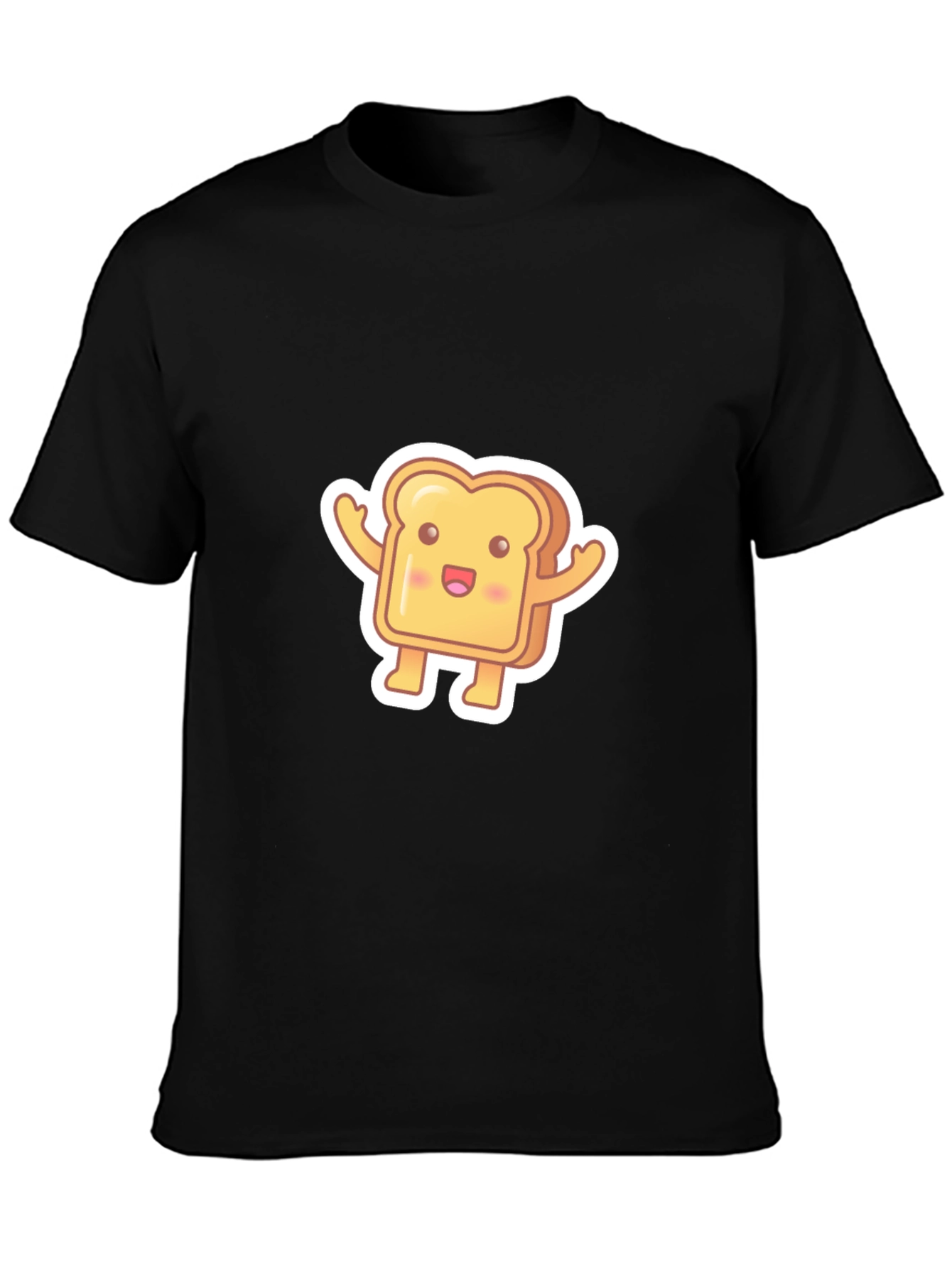 Cute Toast Cartoon Black T-Shirt