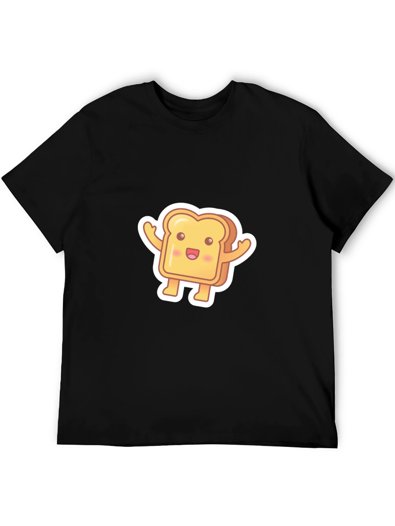 Cute Toast Cartoon Black T-Shirt