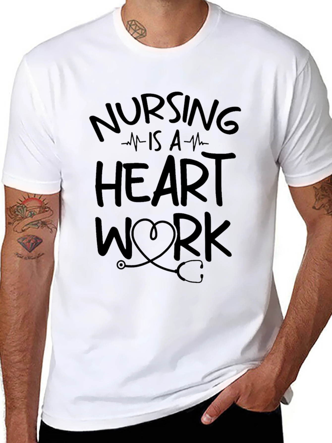 Nursing Is A Heart Work Graphic Tee