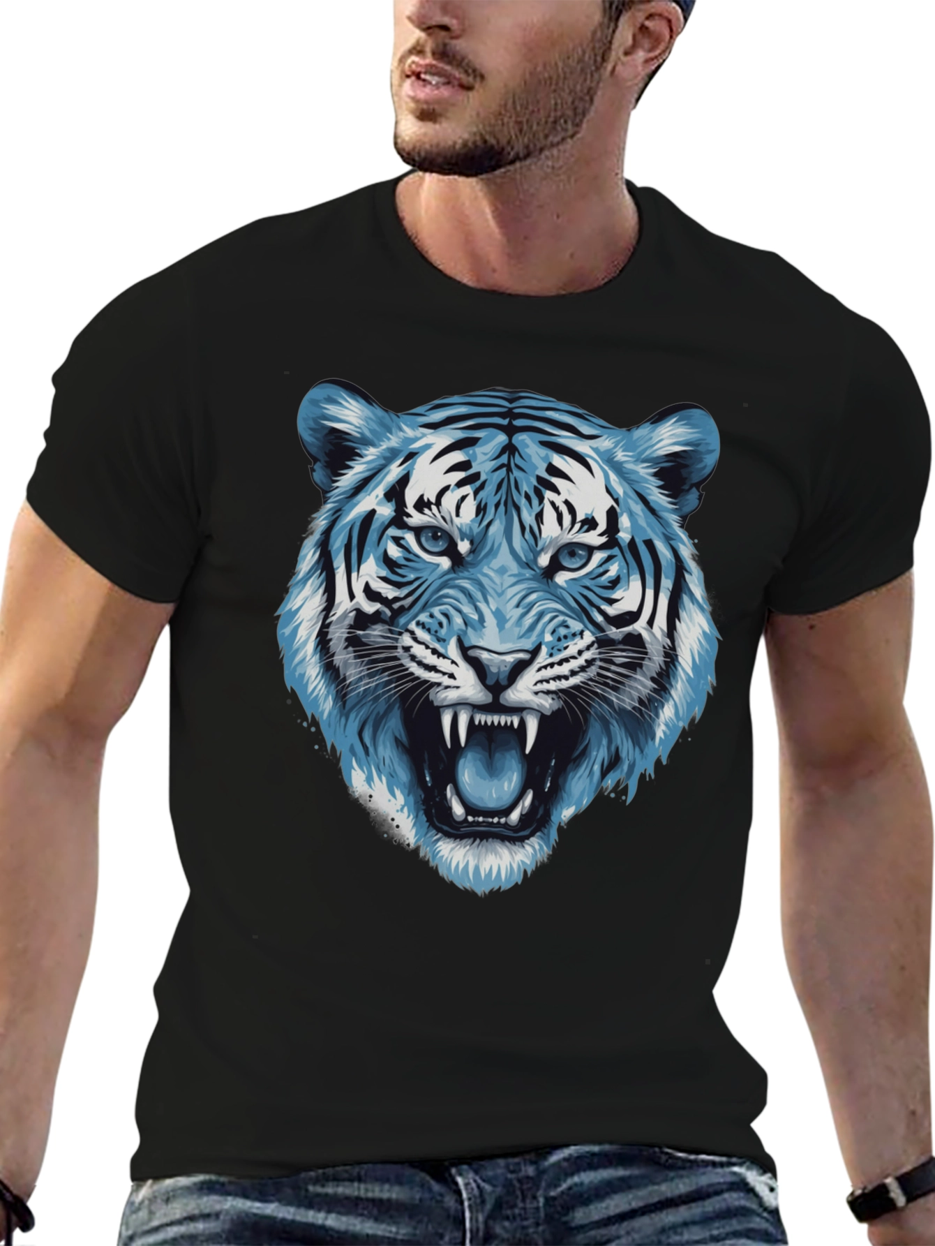 Blue Tiger Graphic Tee - Fierce Style