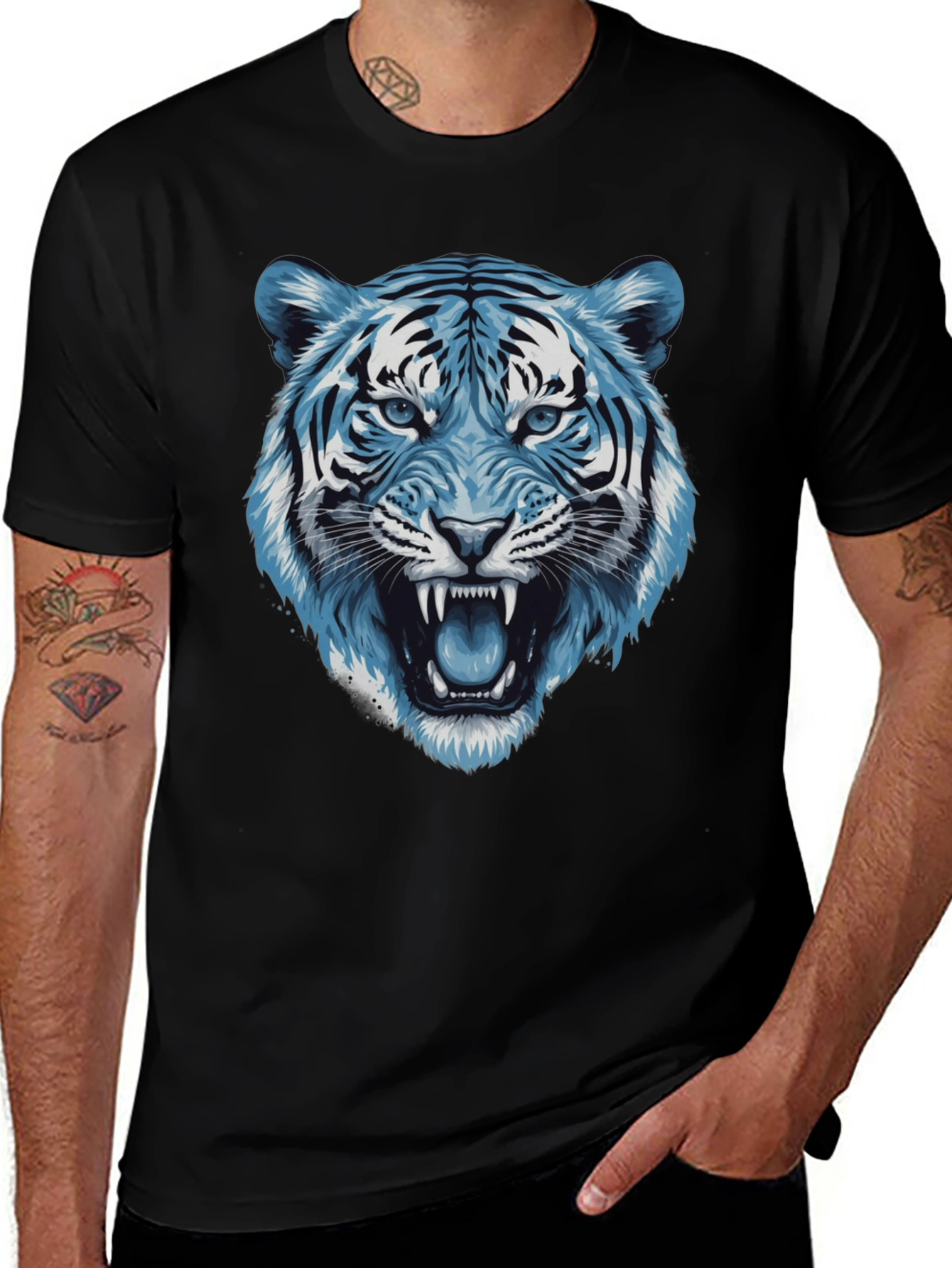 Blue Tiger Graphic Tee - Fierce Style
