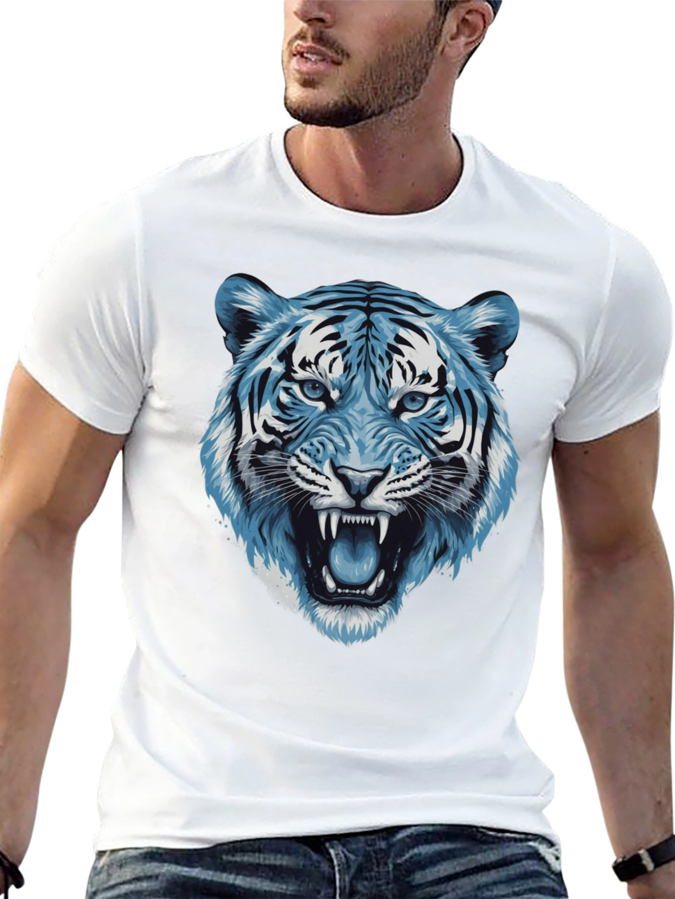 Blue Tiger Graphic Tee - Fierce Style
