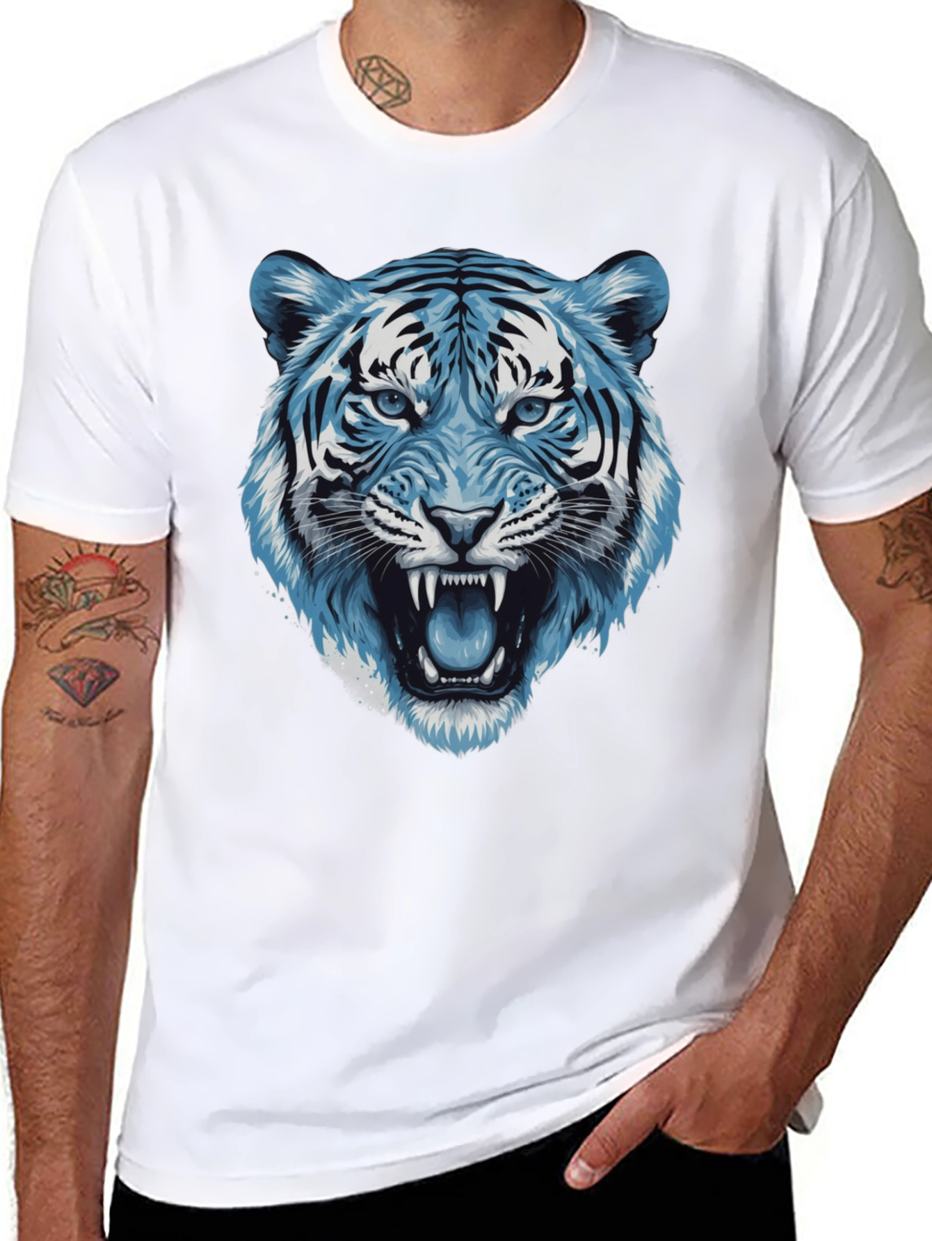 Blue Tiger Graphic Tee - Fierce Style