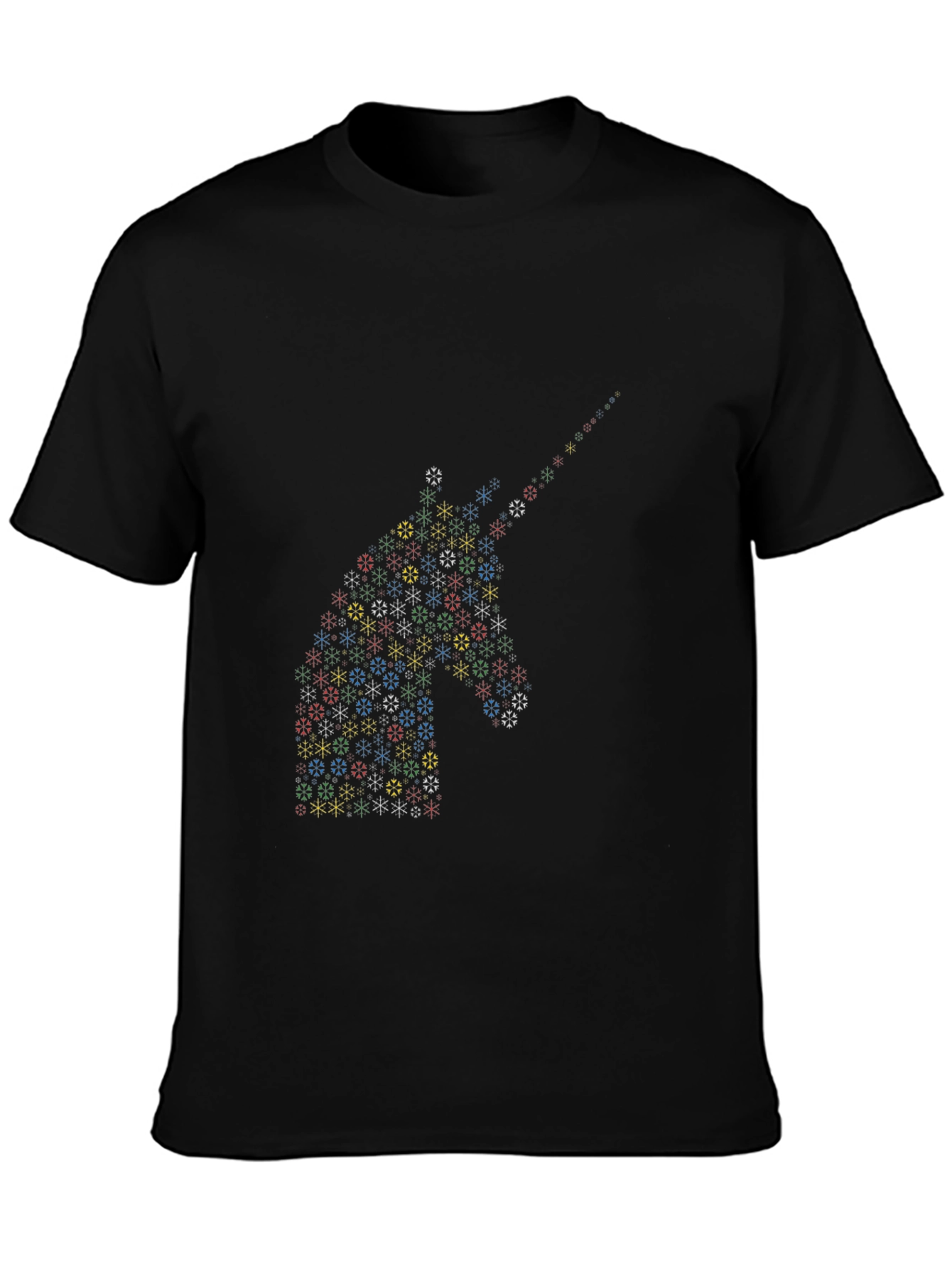 Unicorn Snowflake Black T-Shirt