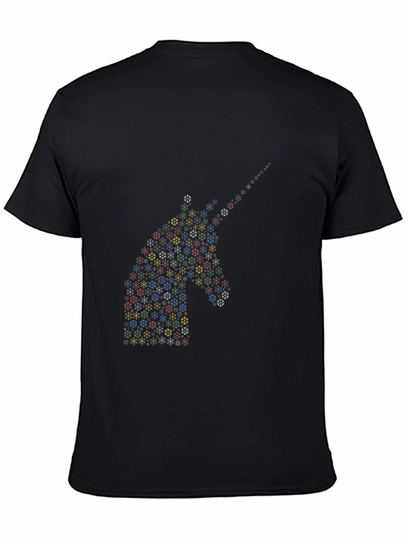 Unicorn Snowflake Black T-Shirt