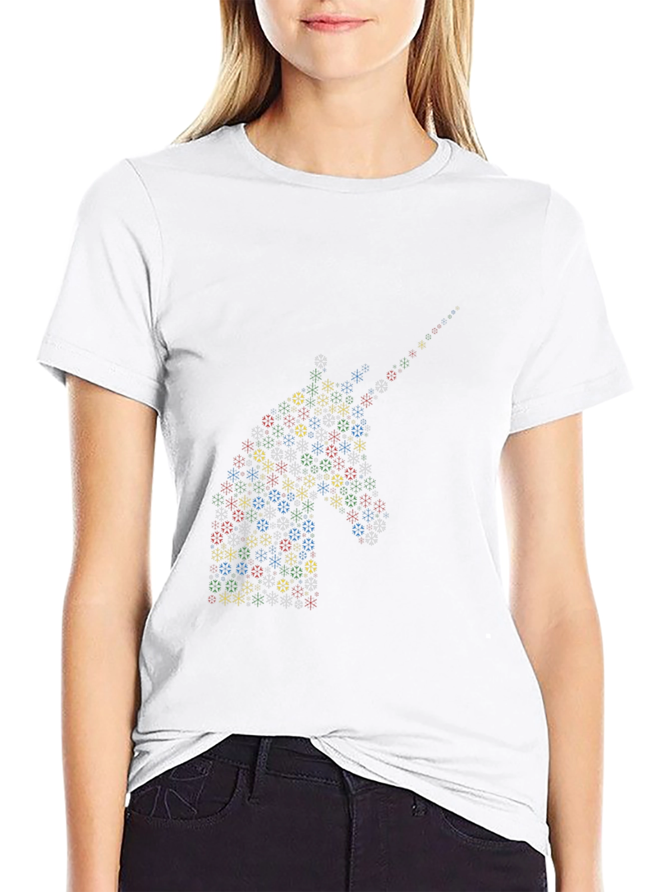 Unicorn Snowflake Black T-Shirt
