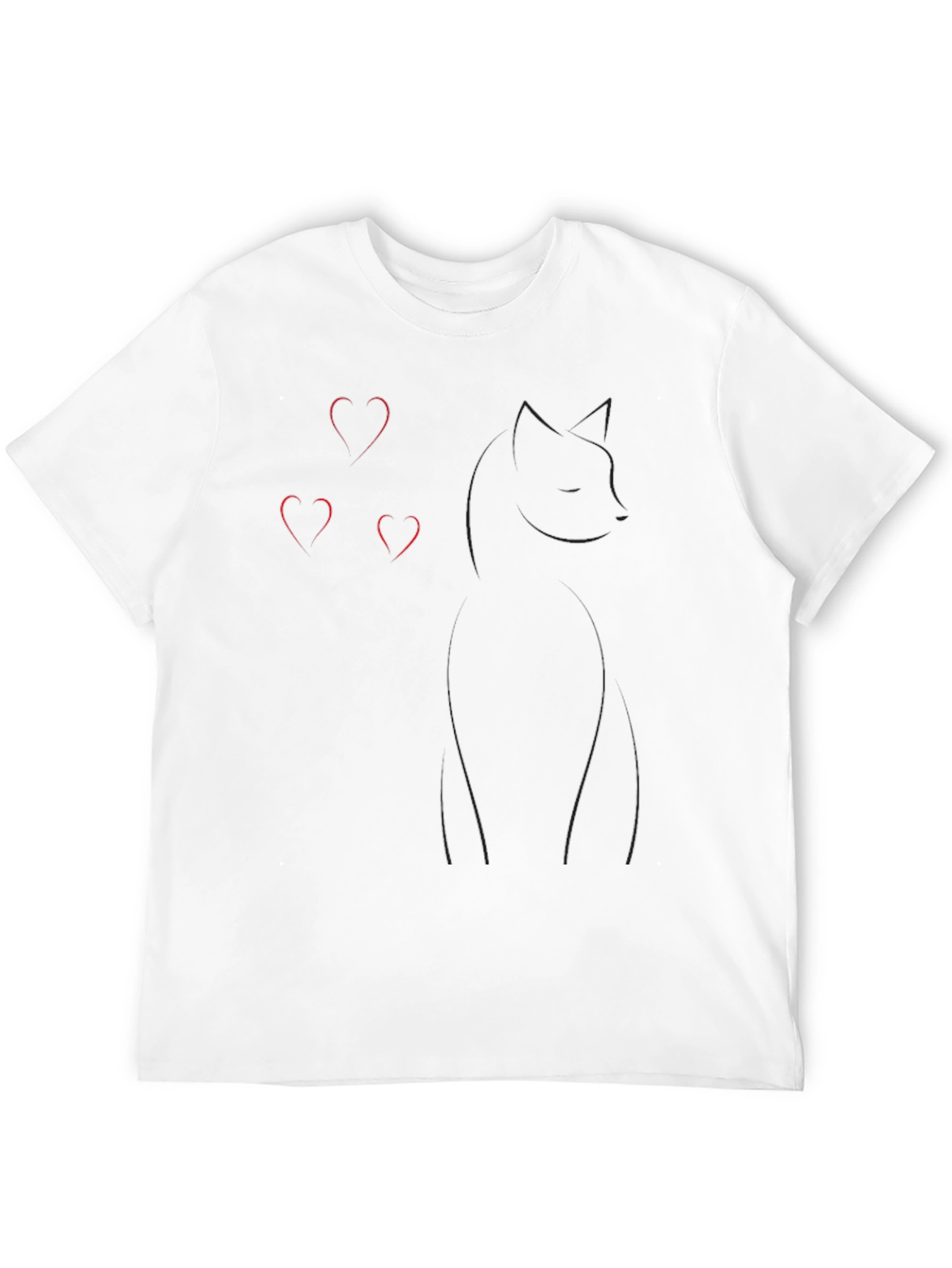 Black Cat Heart T-Shirt Casual Cotton Tee