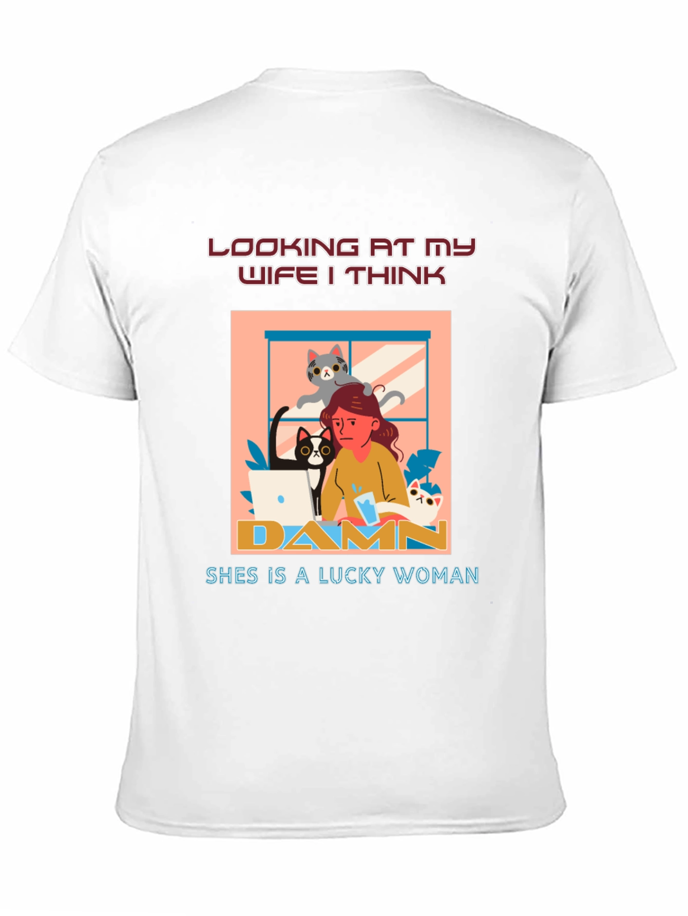 Funny Wife Lucky Woman Cat T-Shirt