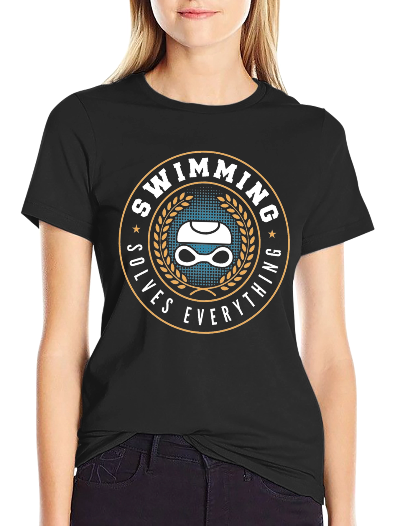 Swimming Solves Everything Graphic Tee