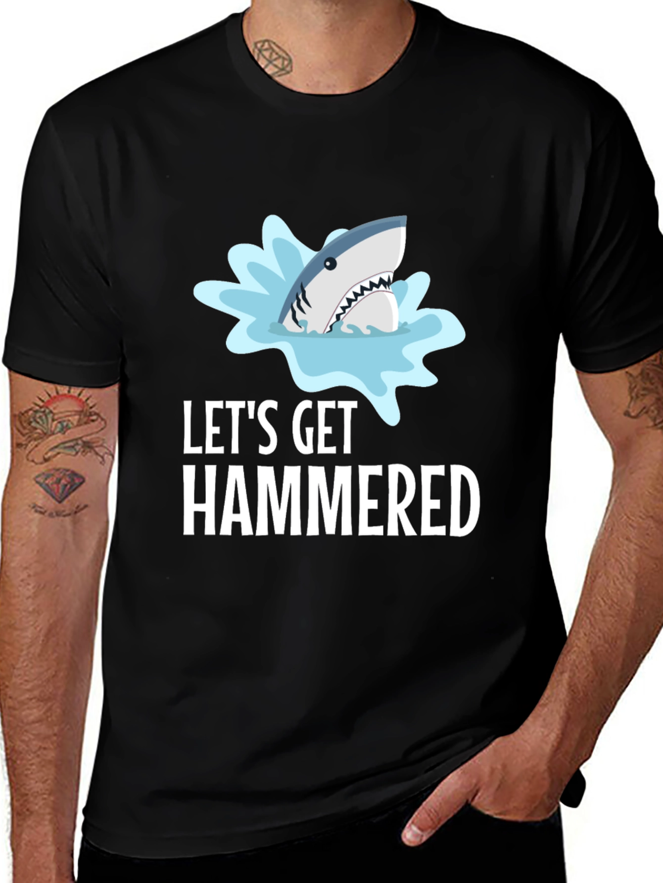 Lets Get Hammered Shark Graphic T-Shirt