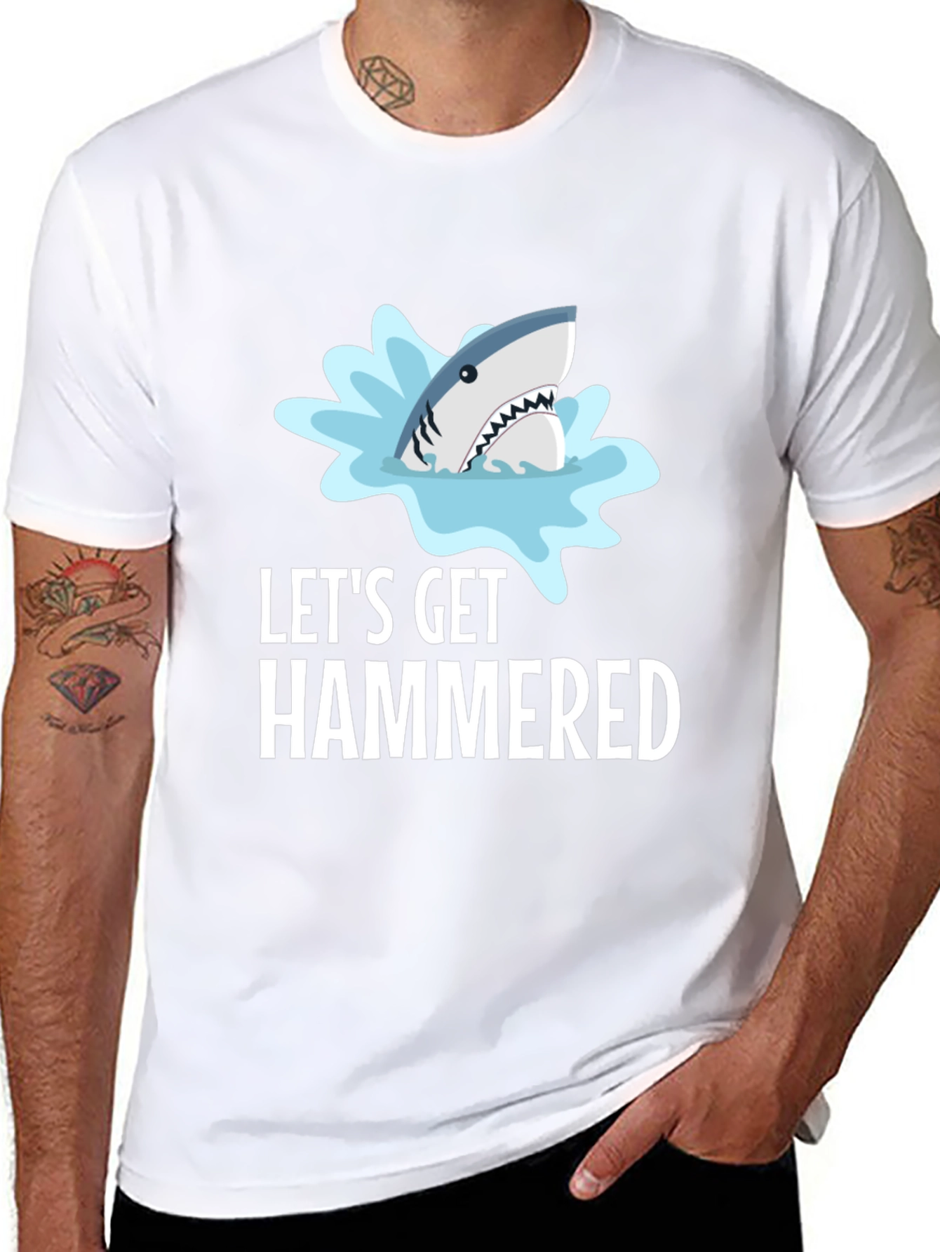 Lets Get Hammered Shark Graphic T-Shirt