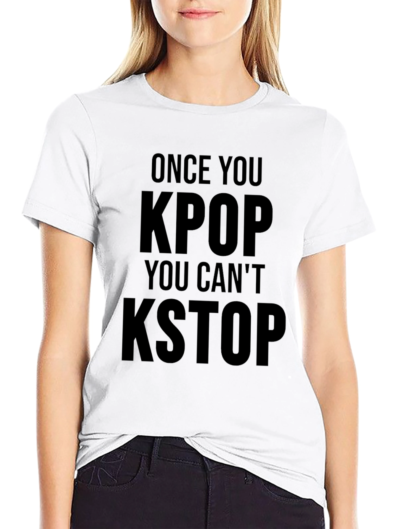 Once You KPOP You Cant KSTOP Black T-Shirt