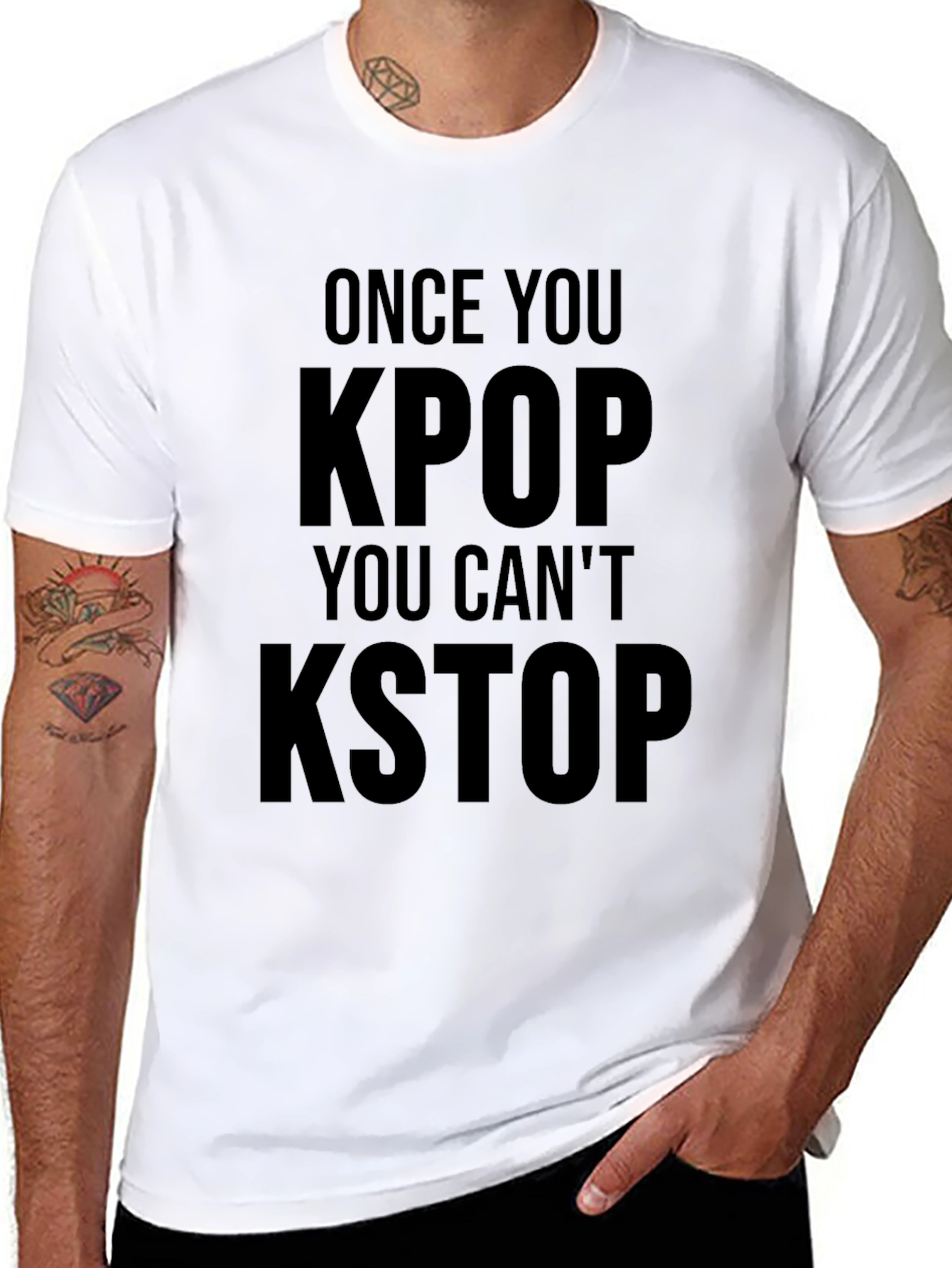 Once You KPOP You Cant KSTOP Black T-Shirt