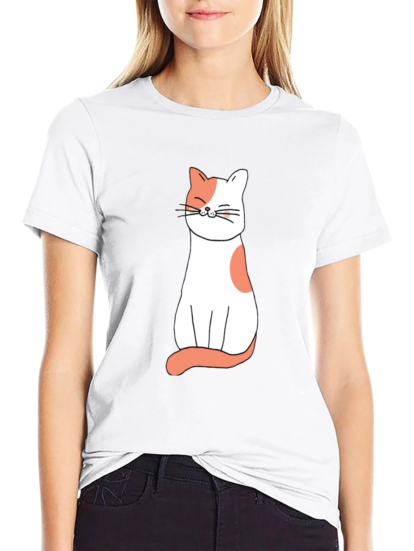 Cute Cat Graphic Tee - Black Unisex T-Shirt