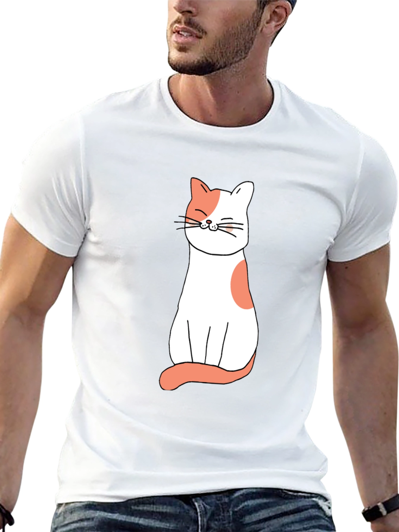 Cute Cat Graphic Tee - Black Unisex T-Shirt