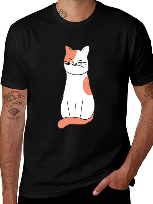 Cute Cat Graphic Tee - Black Unisex T-Shirt