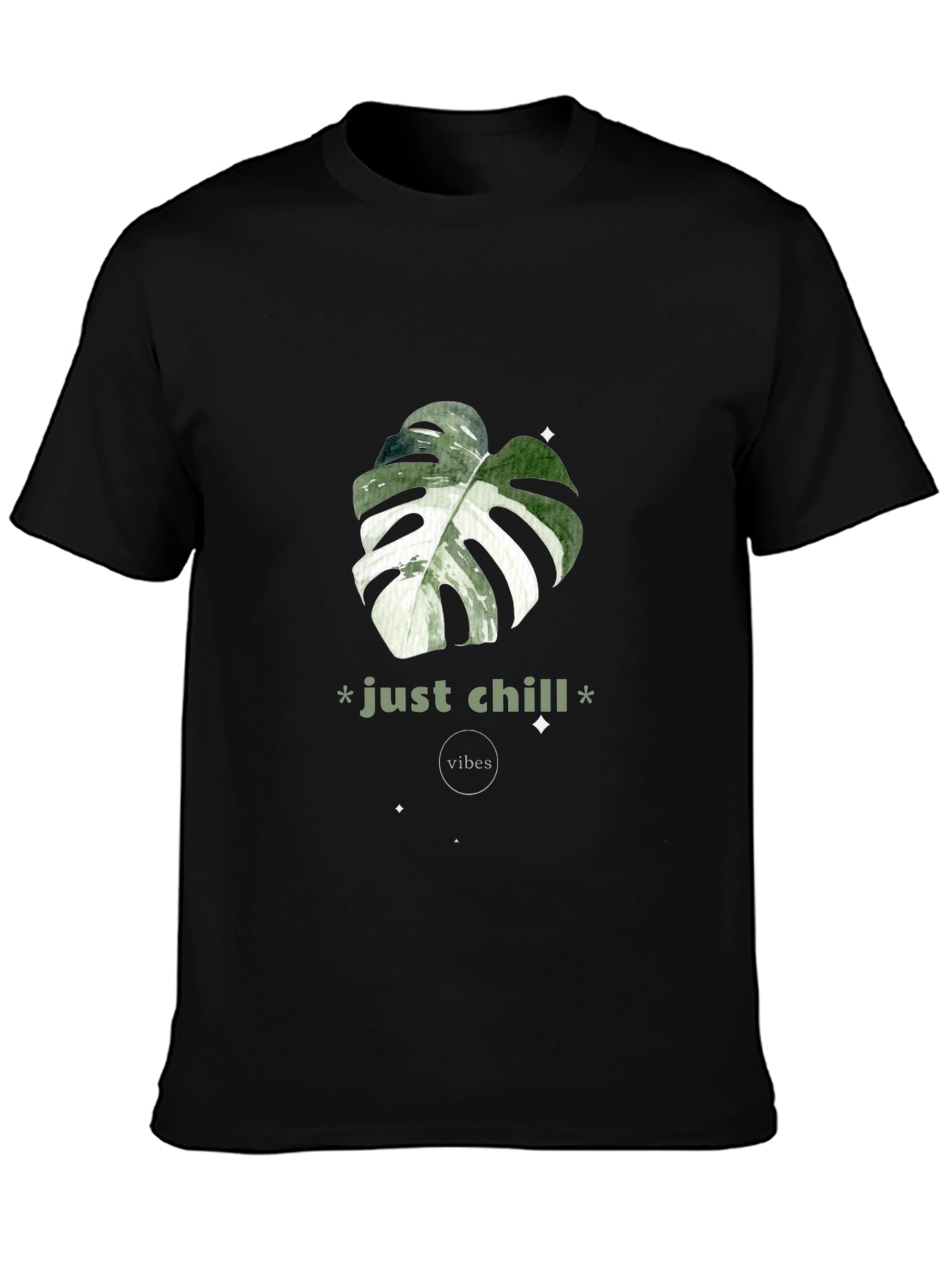 Just Chill Vibes T-Shirt - Tropical Leaf Design