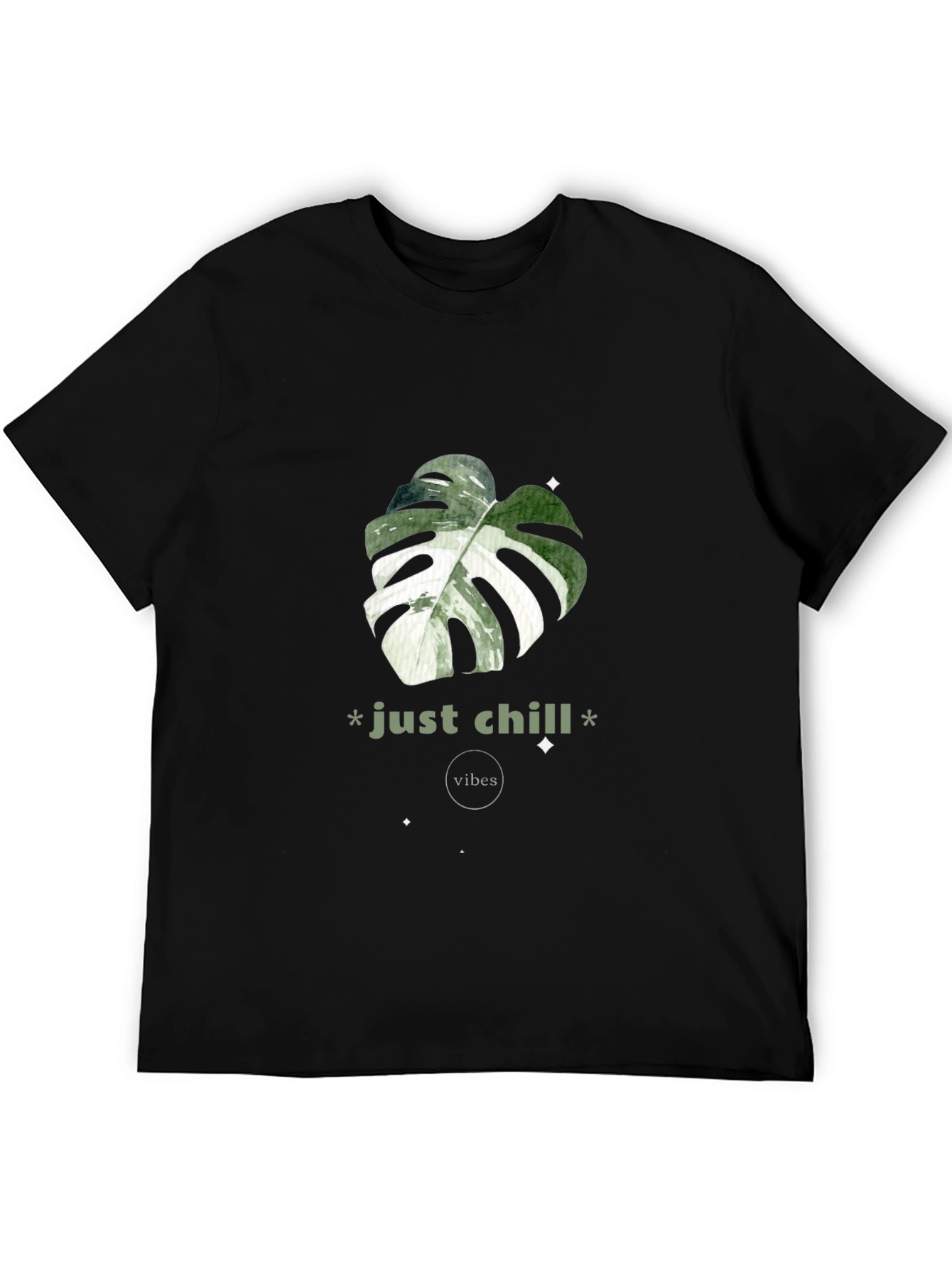 Just Chill Vibes T-Shirt - Tropical Leaf Design