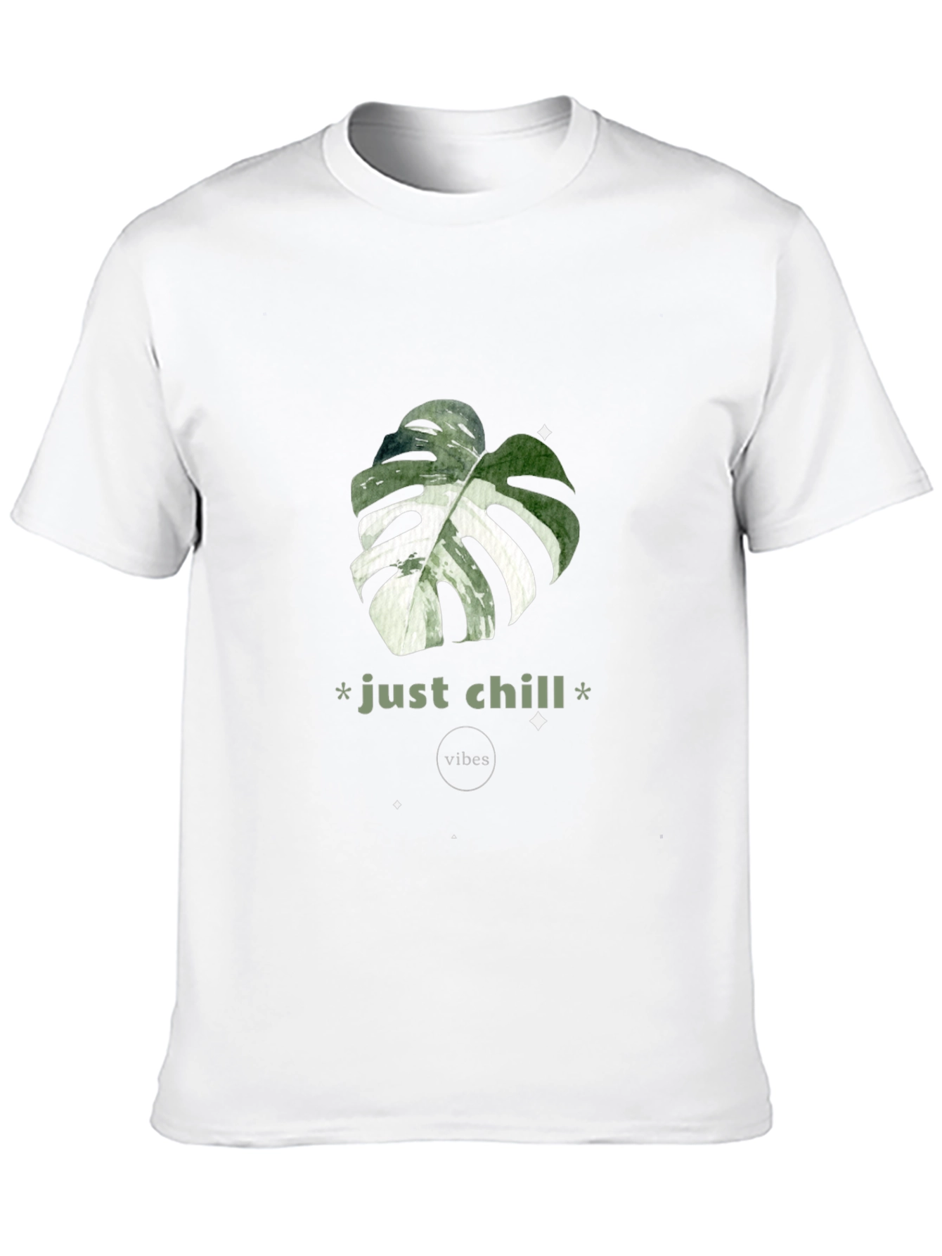 Just Chill Vibes T-Shirt - Tropical Leaf Design