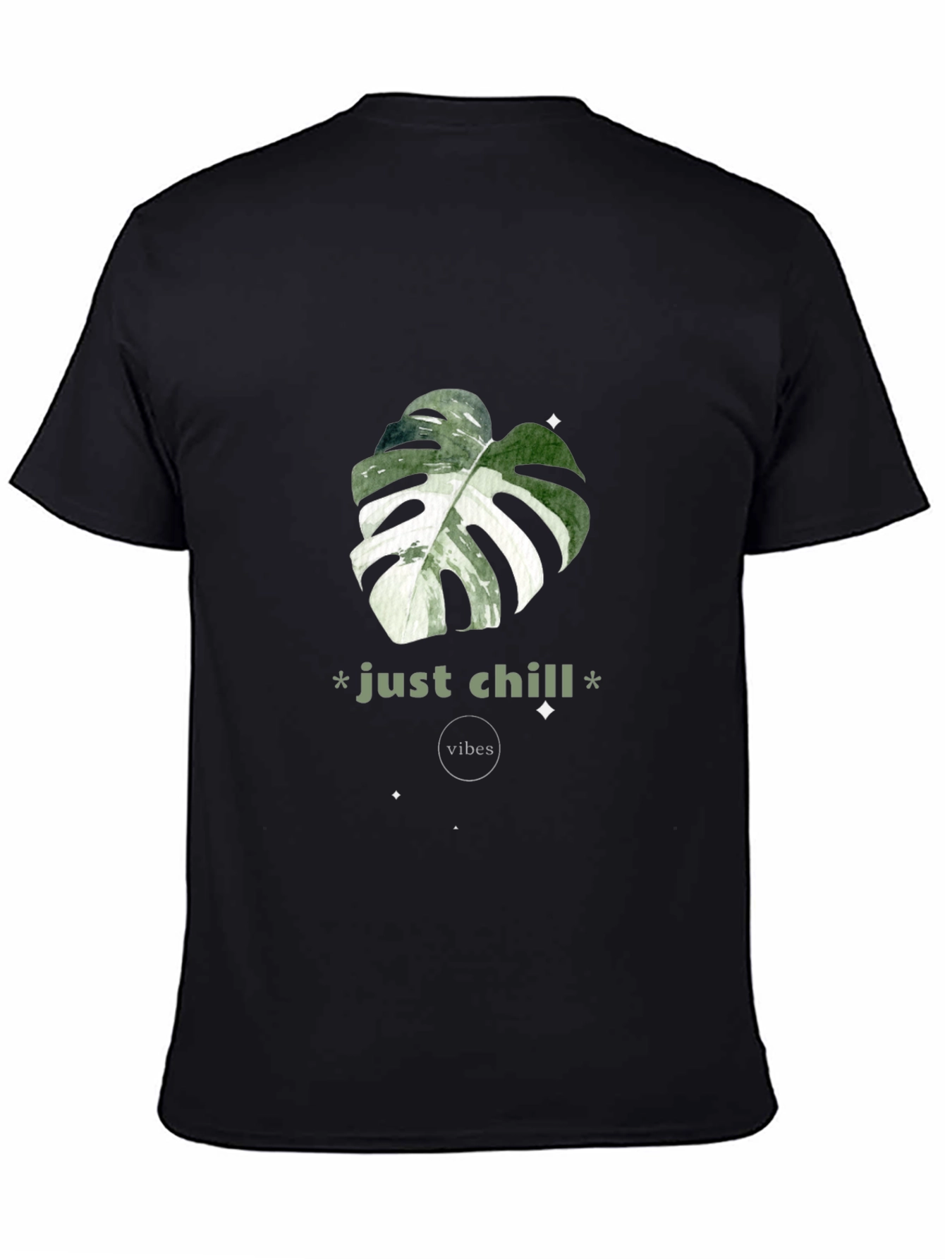 Just Chill Vibes T-Shirt - Tropical Leaf Design