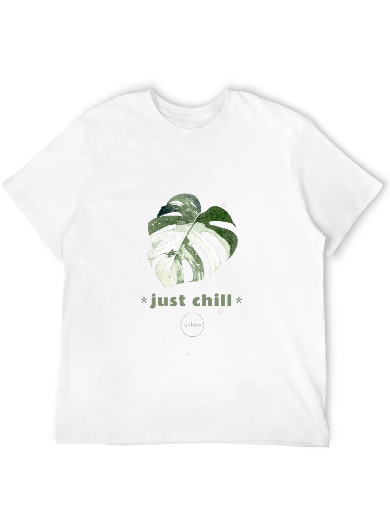 Just Chill Vibes T-Shirt - Tropical Leaf Design