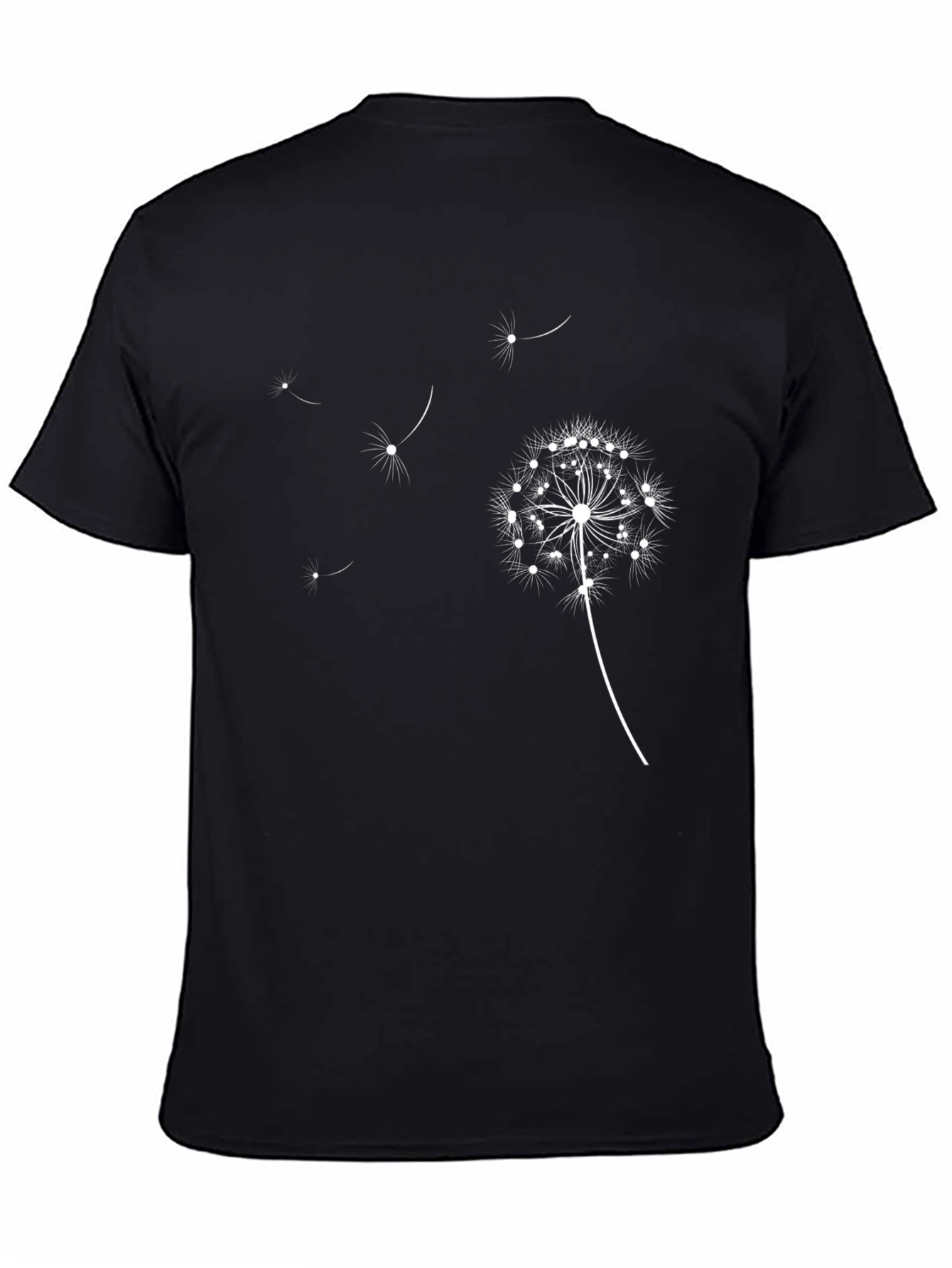 Dandelion Print Black T-Shirt - Casual Style