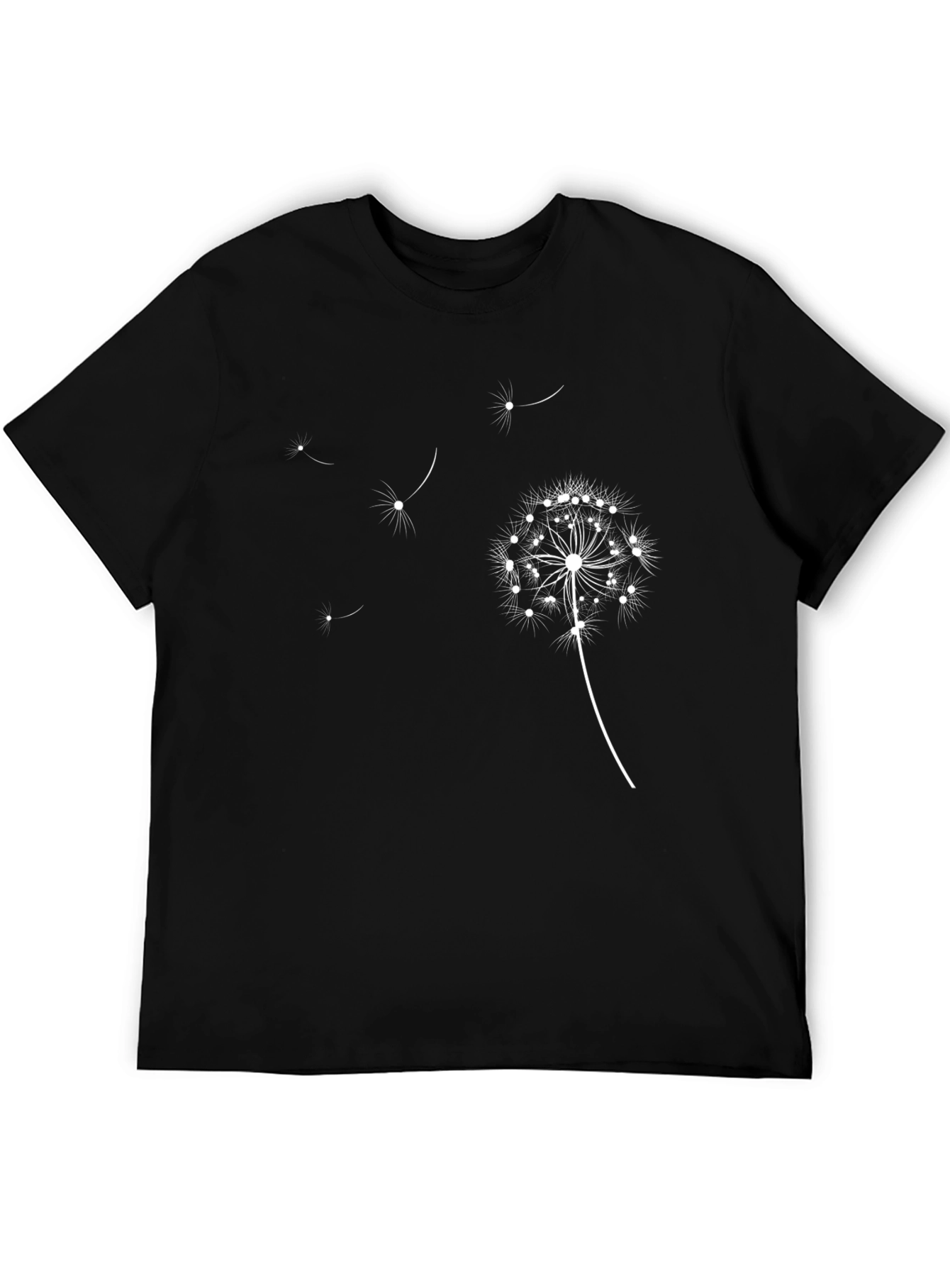 Dandelion Print Black T-Shirt - Casual Style