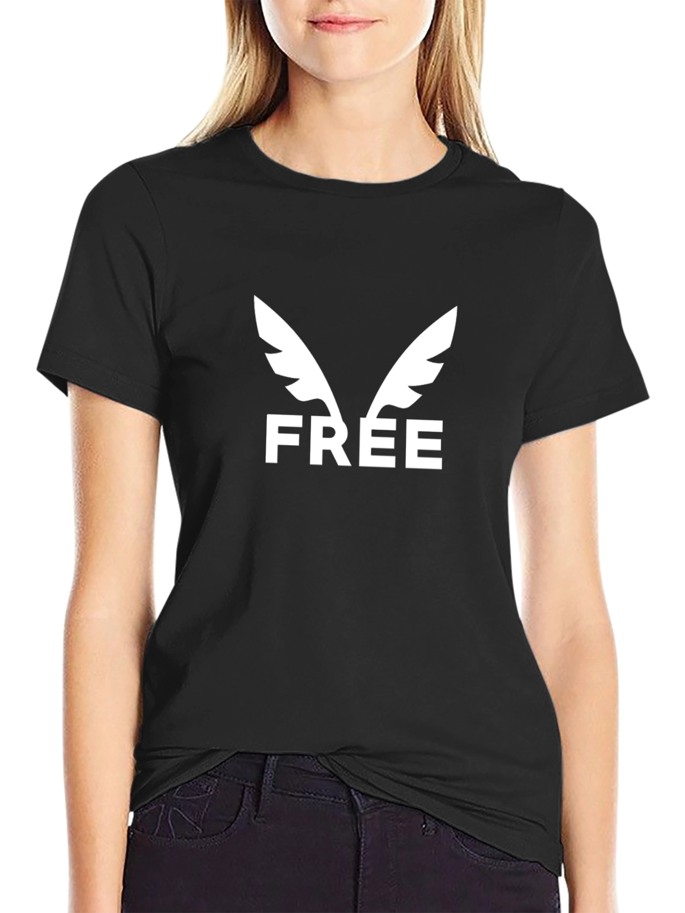 Free Wings Black Graphic Tee - Stylish & Comfy