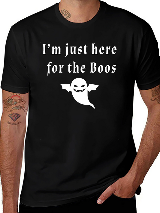 Halloween Boo Ghost Graphic Tee - Mens Black T-Shirt