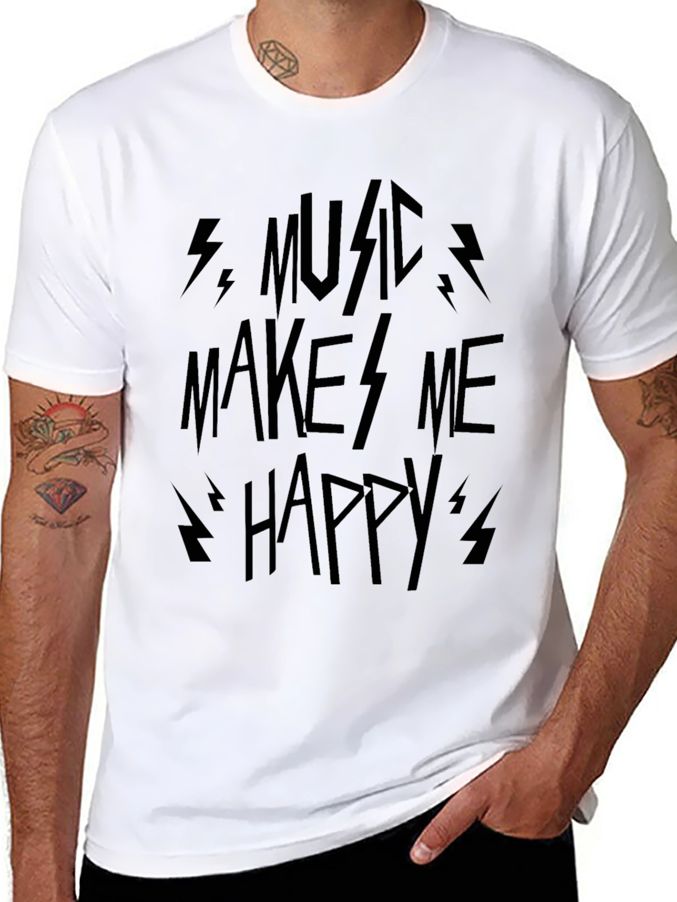 Music Makes Me Happy Black Graphic Tee