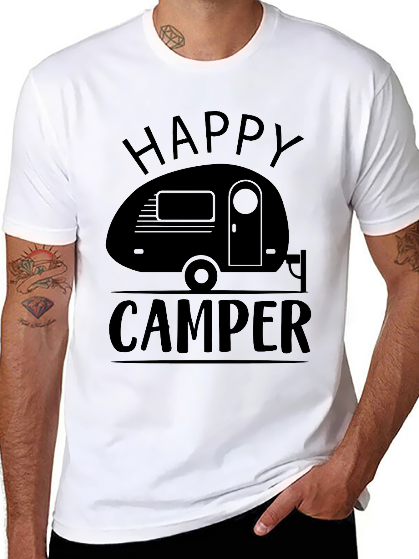 Happy Camper Graphic Tee - Black Camping T-Shirt