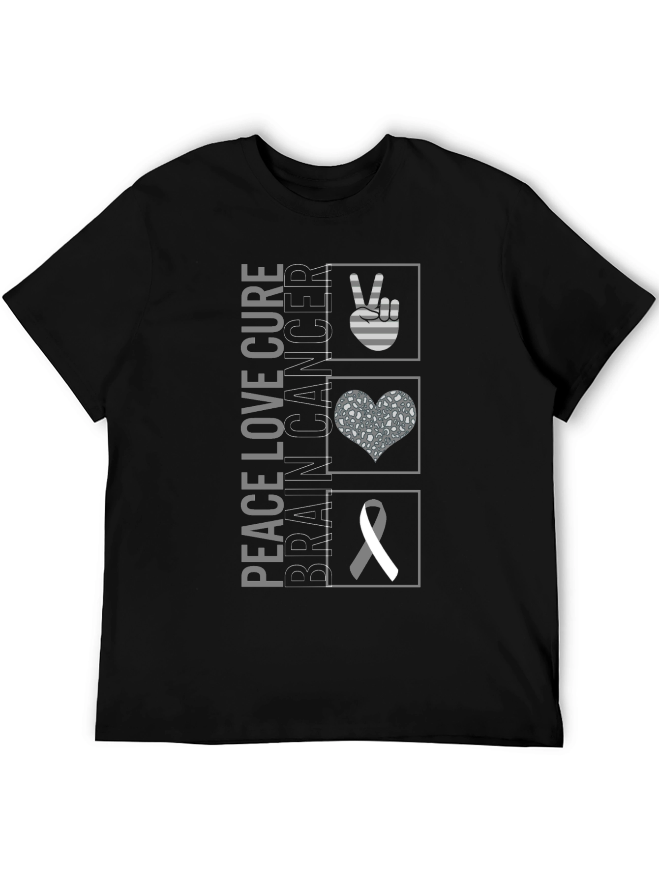 Peace Love Cure Brain Cancer Awareness T-Shirt