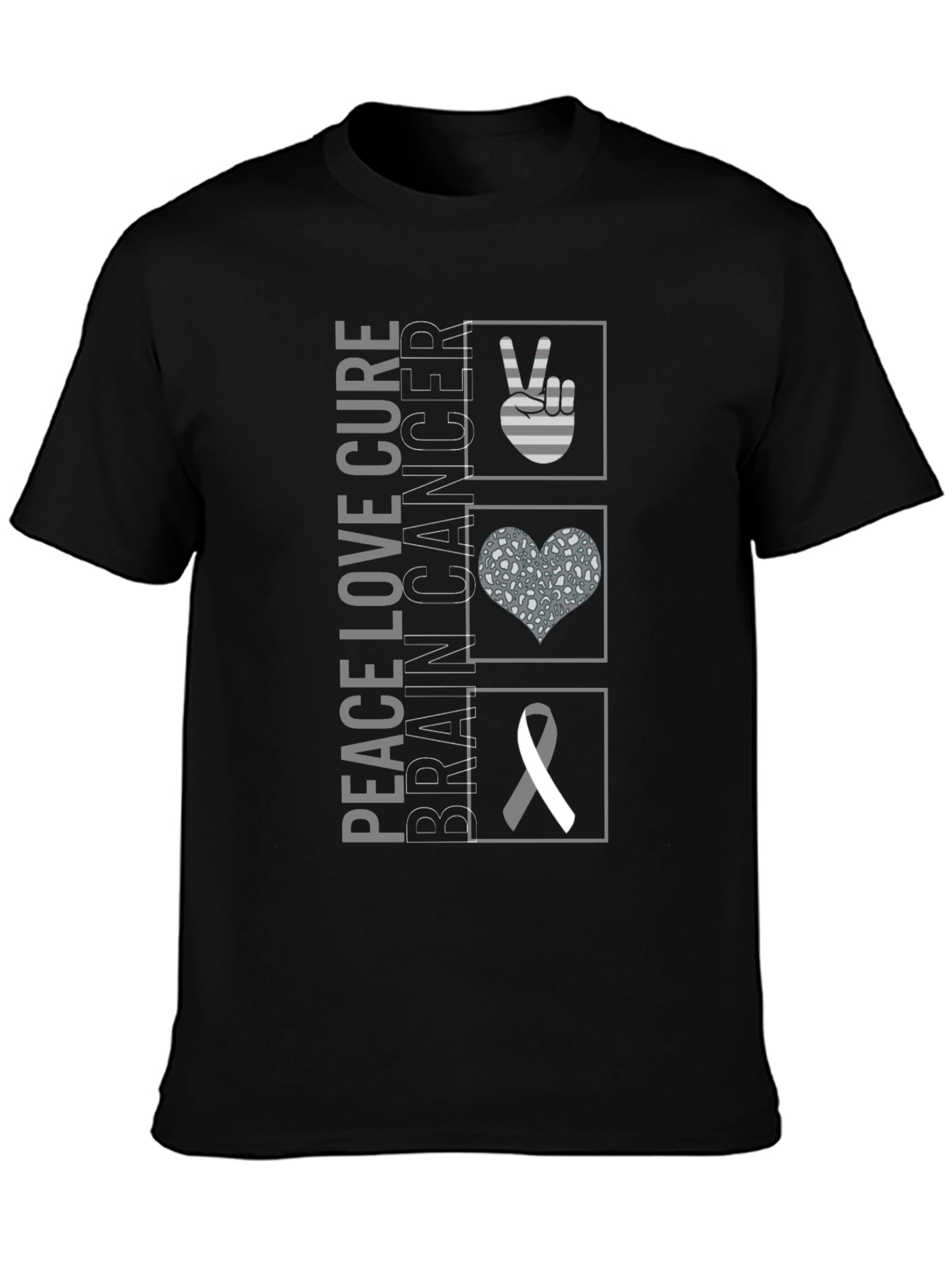 Peace Love Cure Brain Cancer Awareness T-Shirt