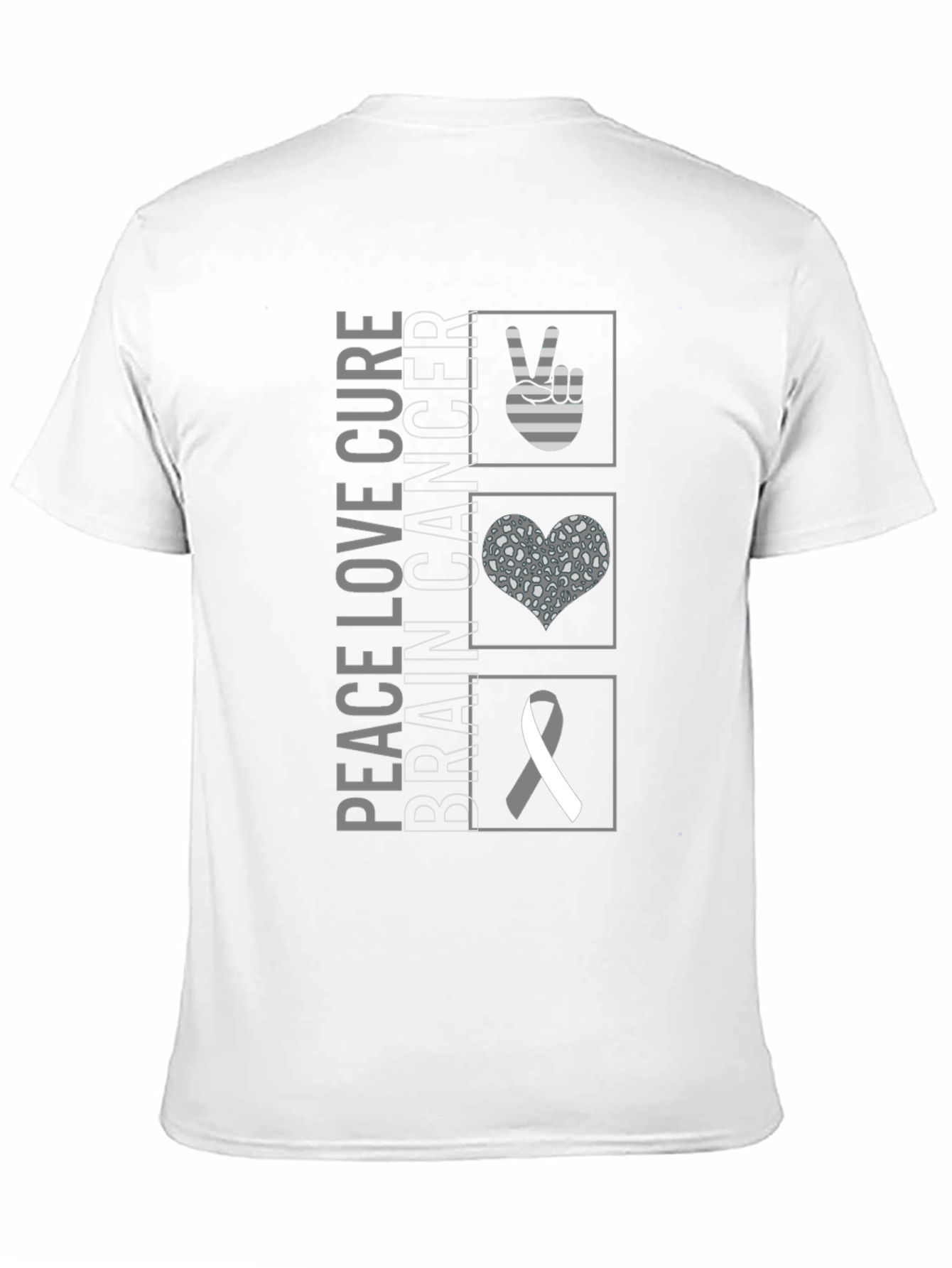 Peace Love Cure Brain Cancer Awareness T-Shirt
