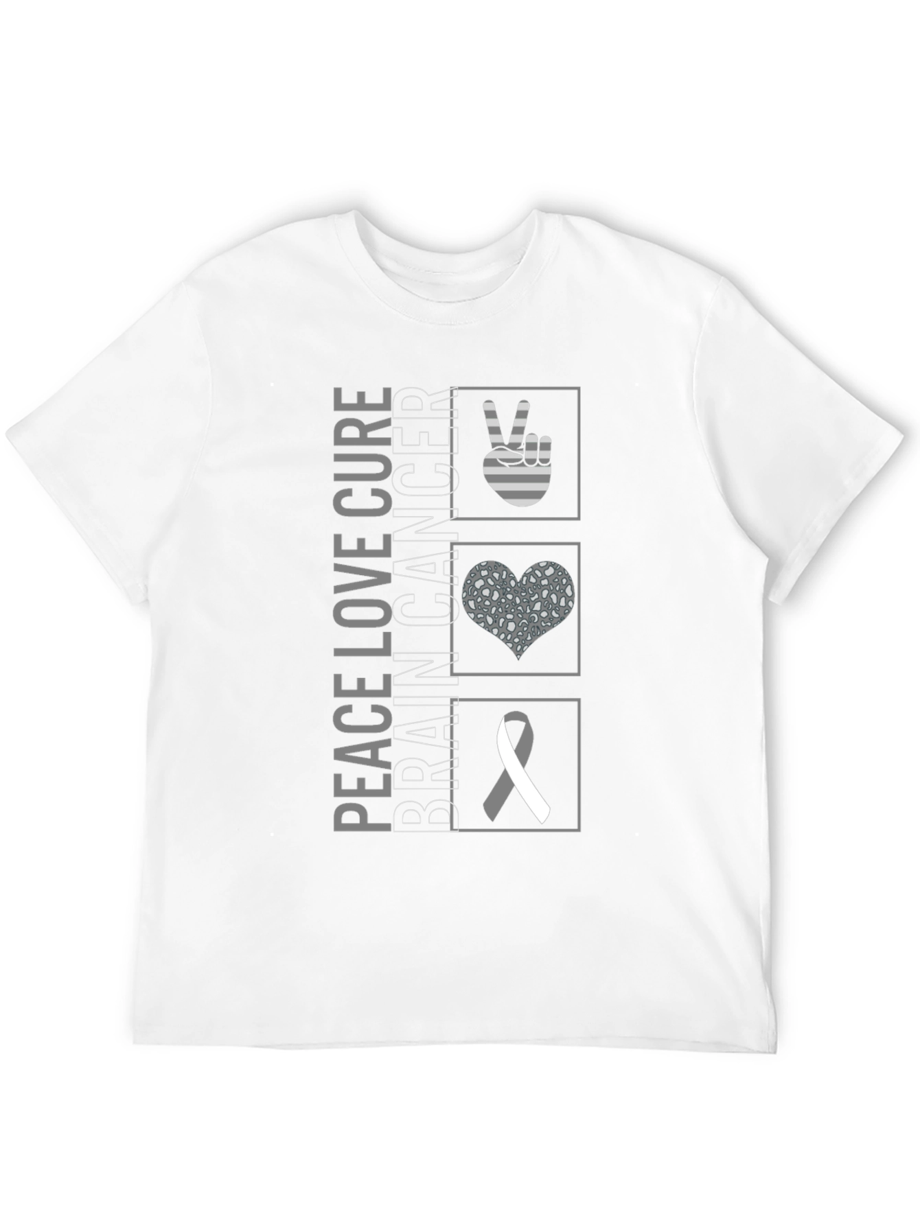 Peace Love Cure Brain Cancer Awareness T-Shirt