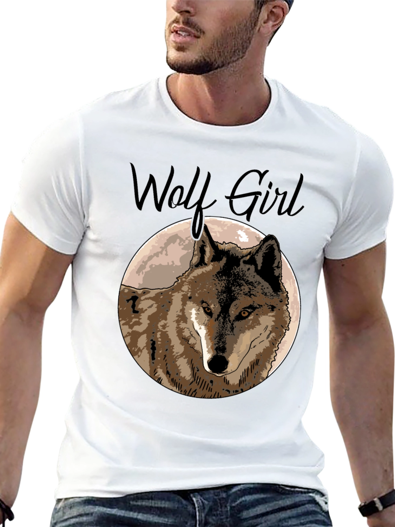 Wolf Girl Graphic Tee - Black Cotton T-Shirt