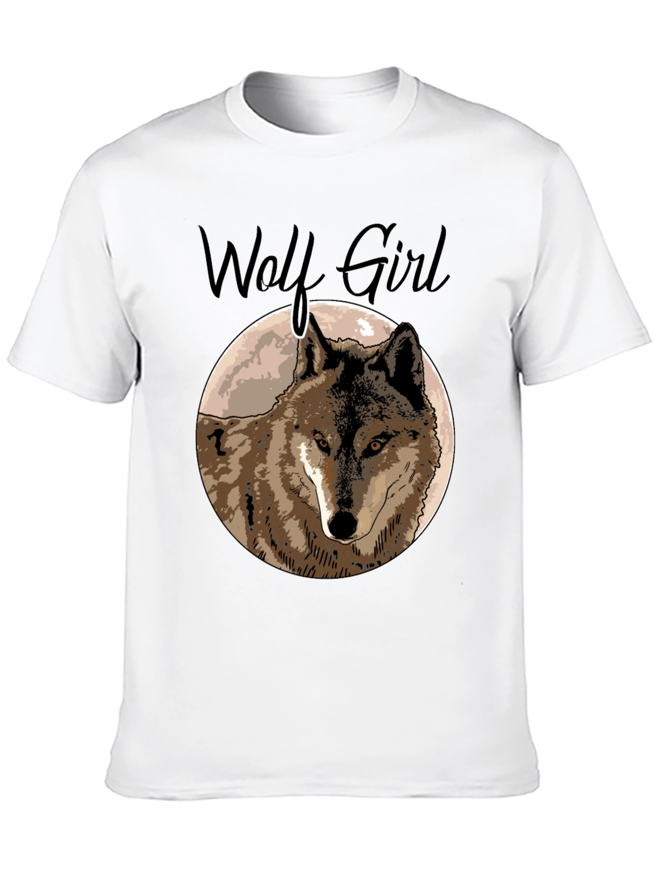 Wolf Girl Graphic Tee - Black Cotton T-Shirt