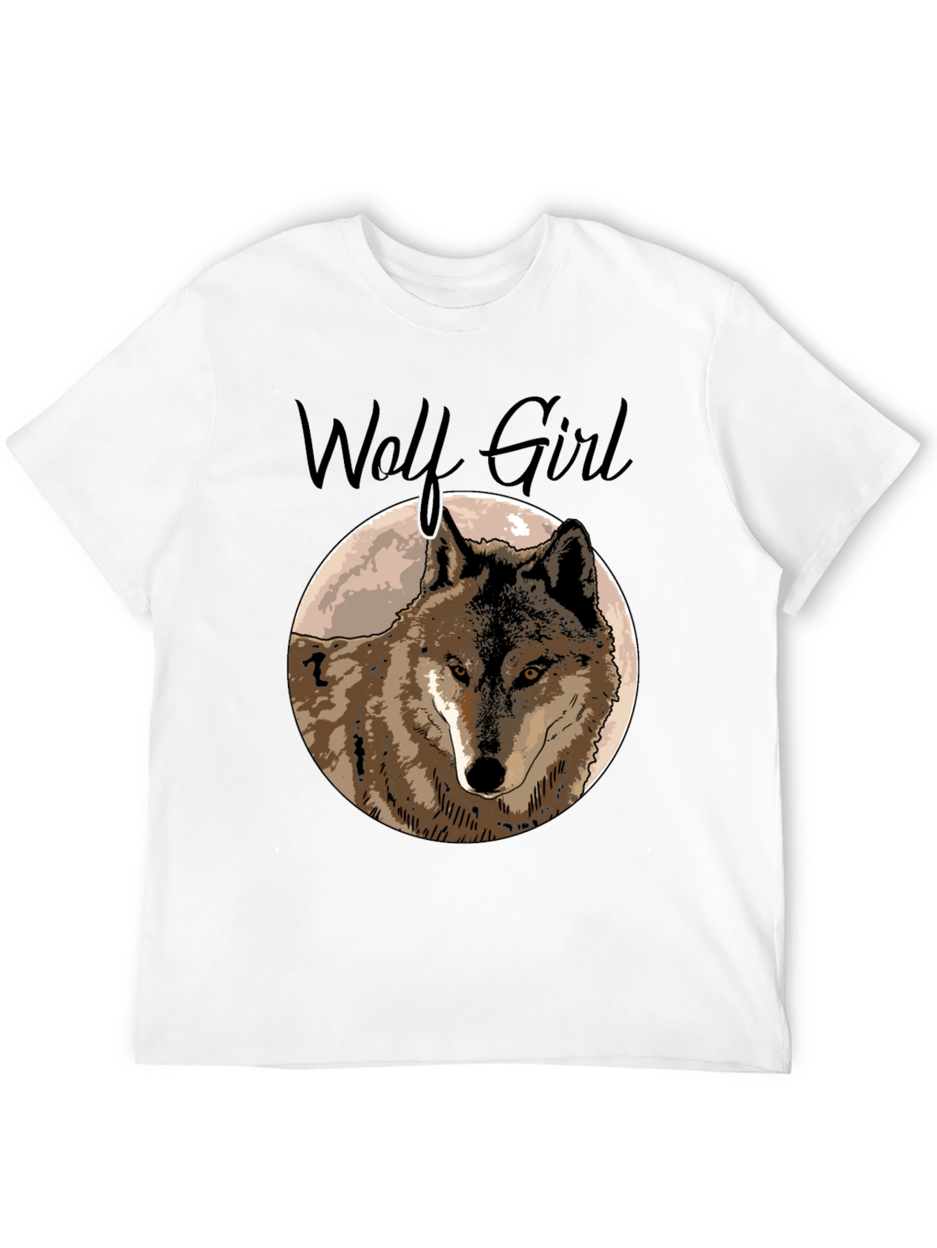 Wolf Girl Graphic Tee - Black Cotton T-Shirt
