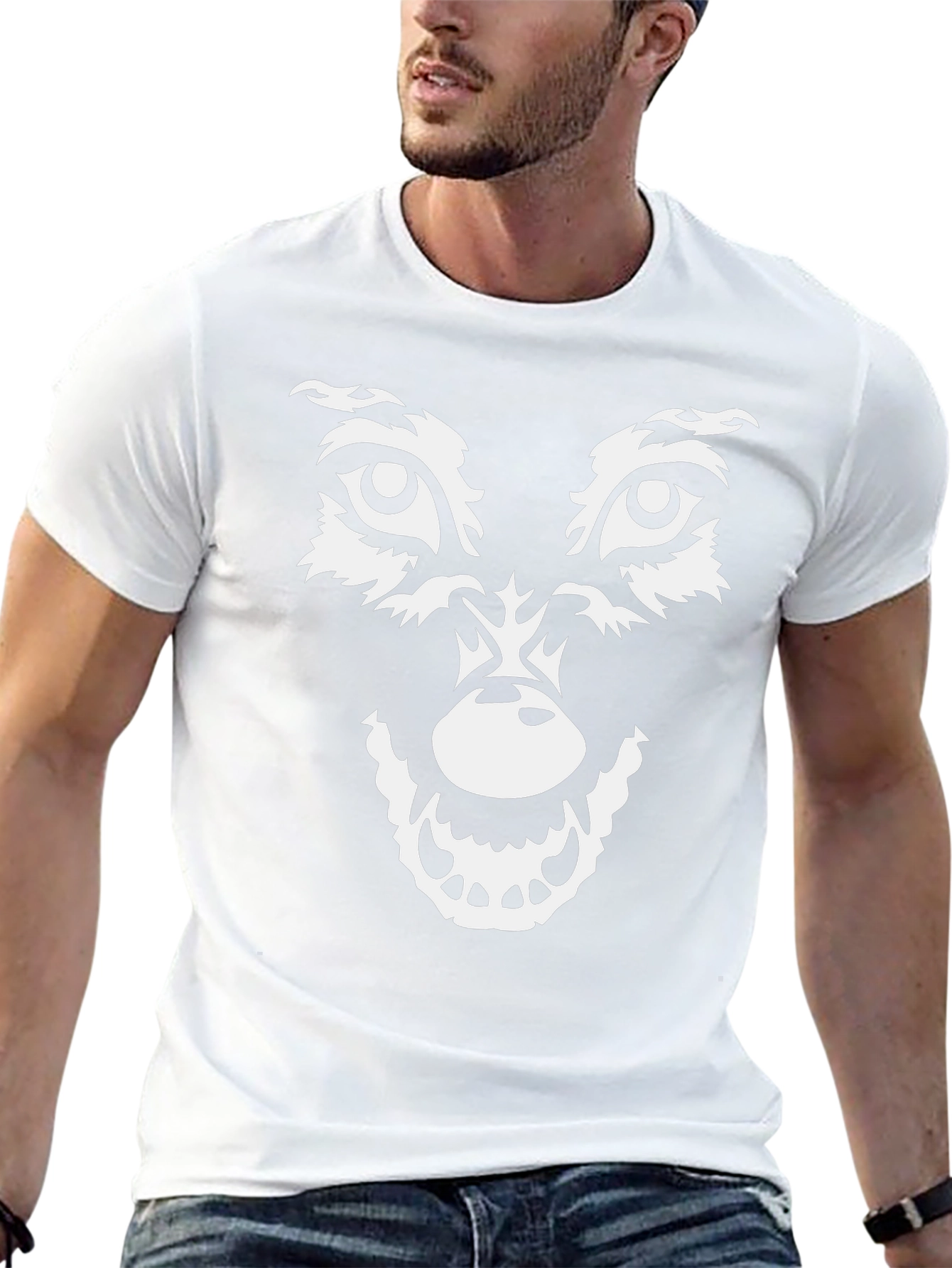 Wolf Face Graphic T-Shirt - Black