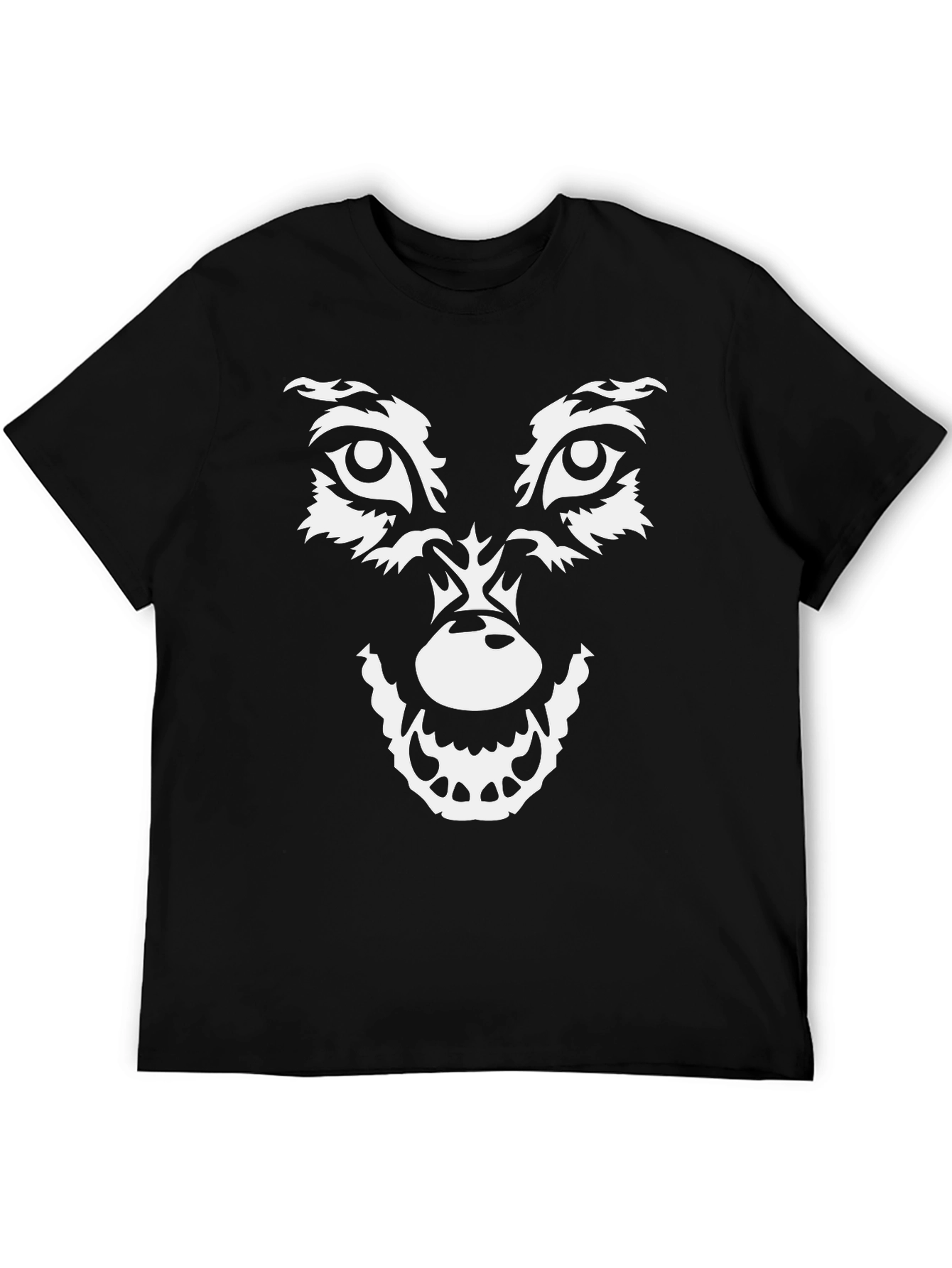 Wolf Face Graphic T-Shirt - Black