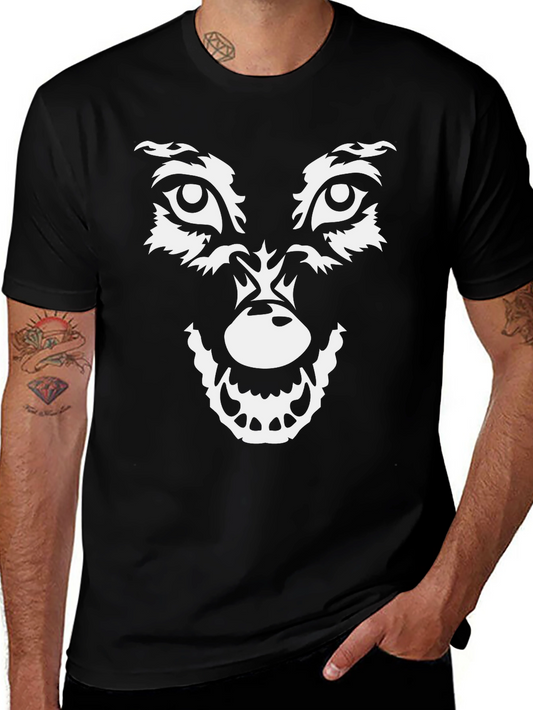 Wolf Face Graphic T-Shirt - Black