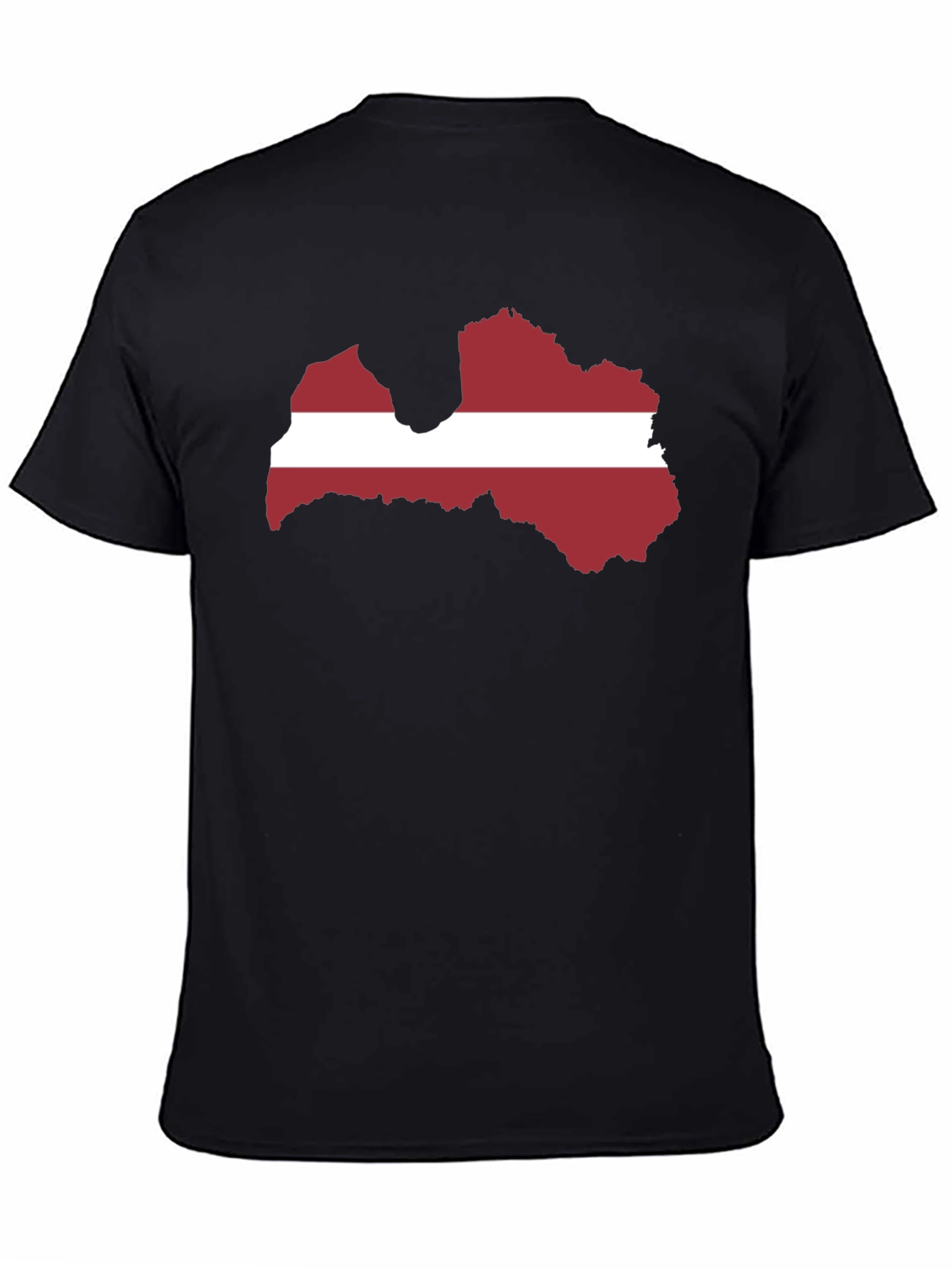 Latvia Flag Map Graphic Tee - Black